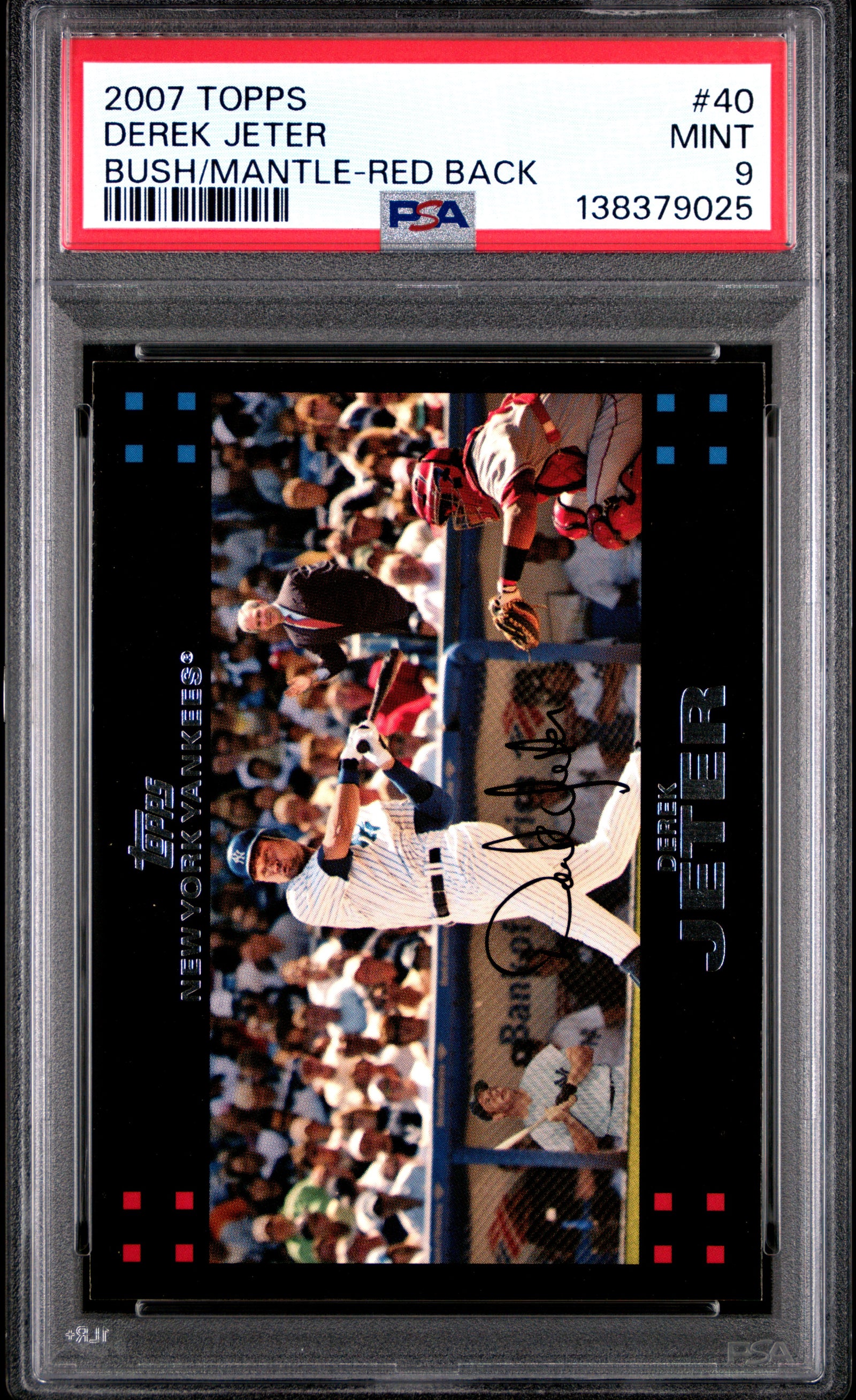 2007 Topps 40 Derek Jeter Bush/Mantle-Red Back PSA 9