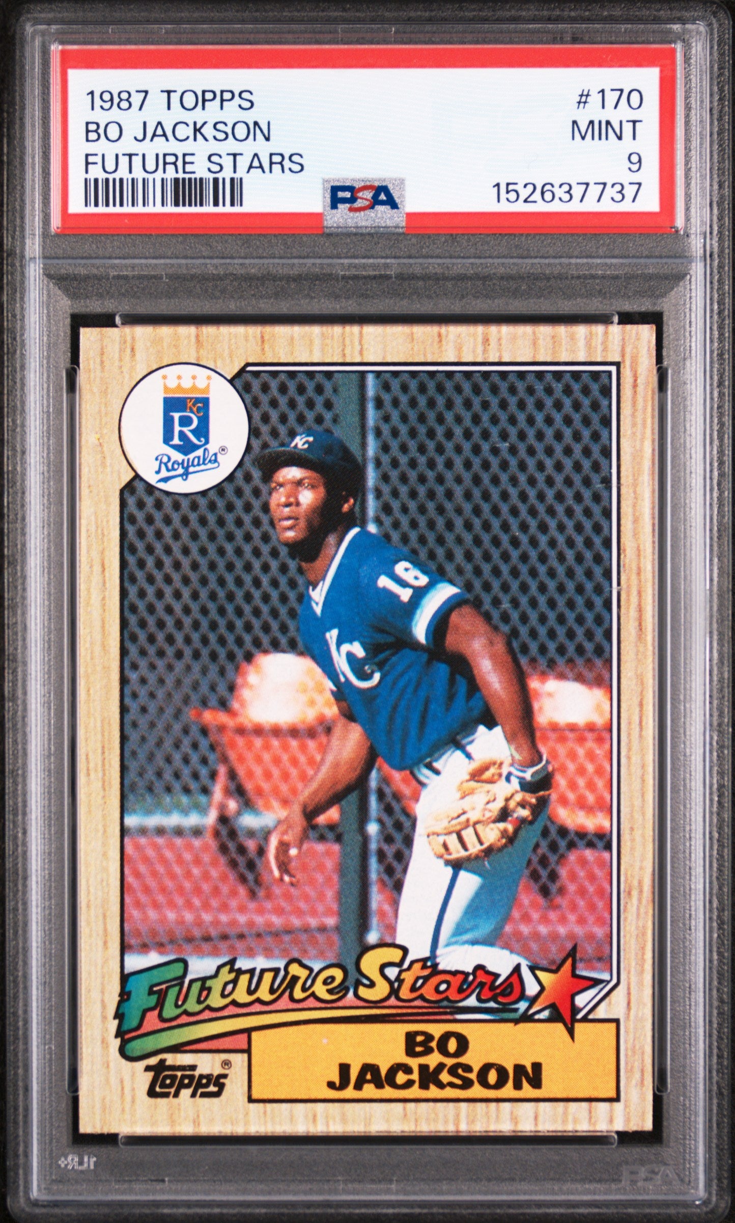 1987 TOPPS 170 BO JACKSON FUTURE STARS PSA 9 - front