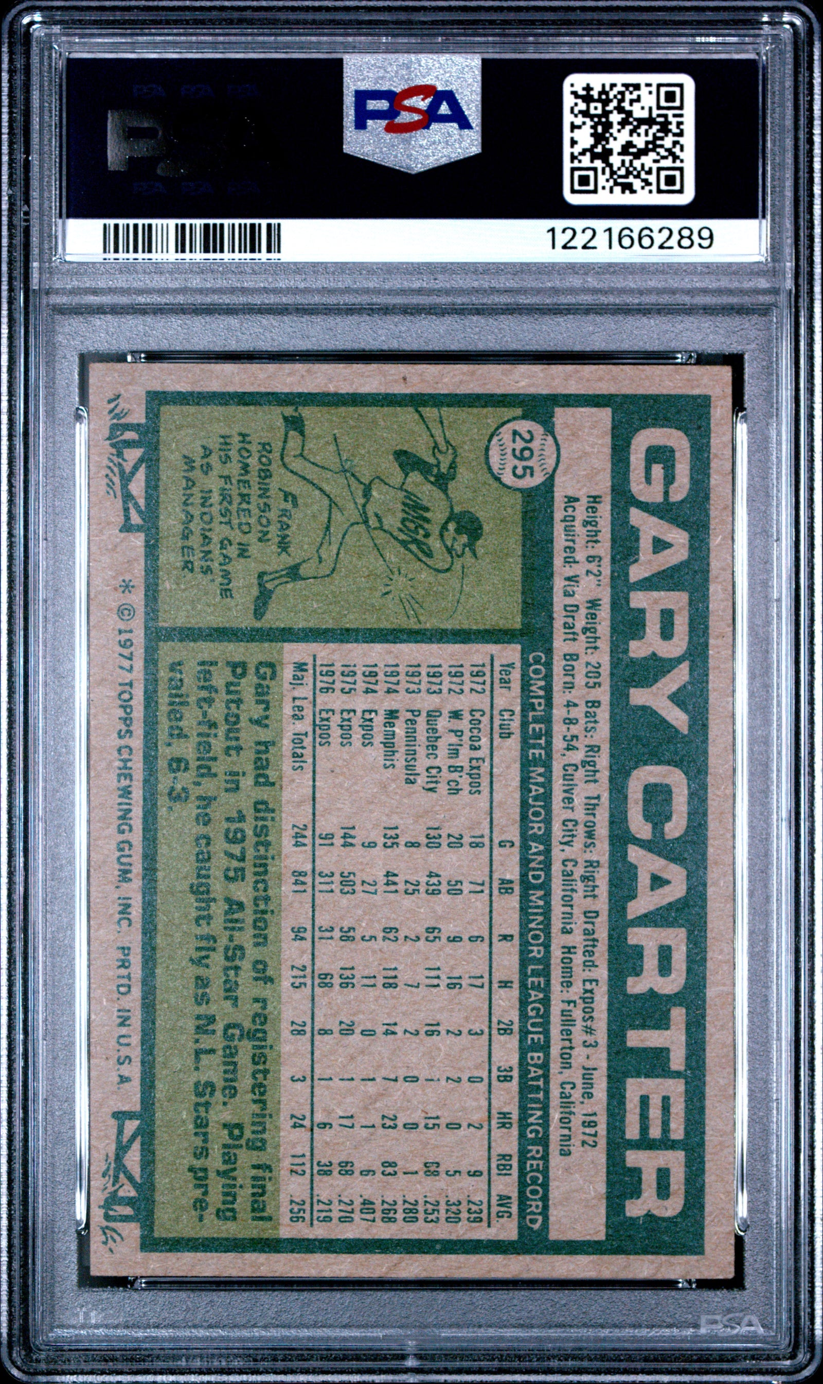 1977 Topps 295 Gary Carter PSA 5