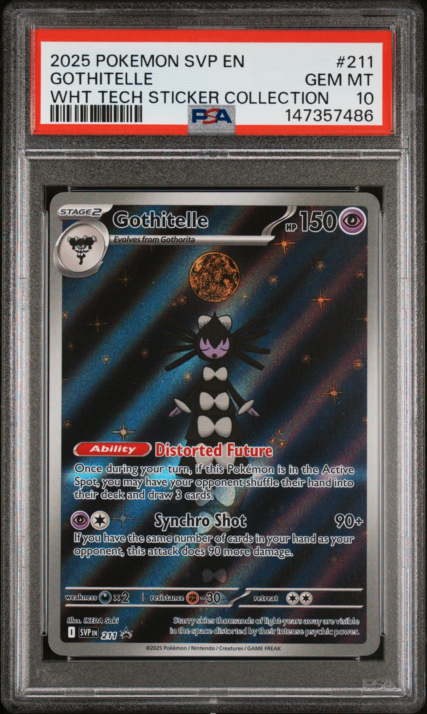 2025 POKEMON SVP EN-SV BLACK STAR PROMO 211 GOTHITELLE WHITE FLARE TECH STICKER COLLECTION PSA 10 - front
