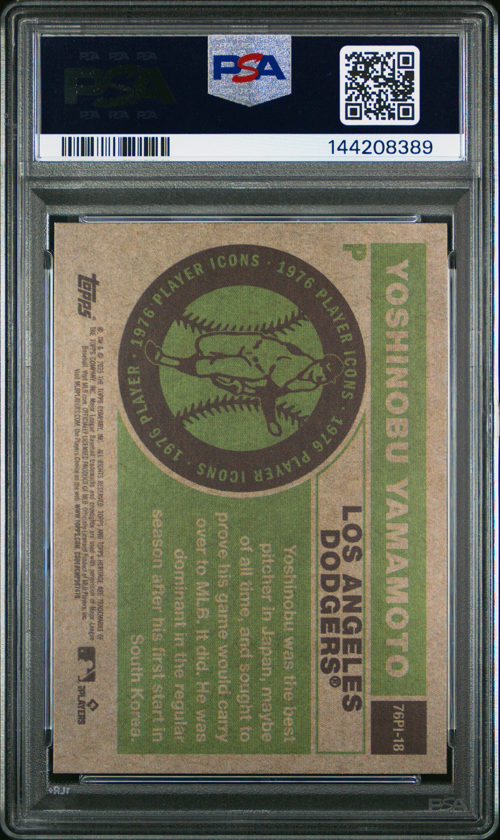 2025 Topps Heritage 1976 Player Icons 76Pi18 Yoshinobu Yamamoto Holographic PSA 10