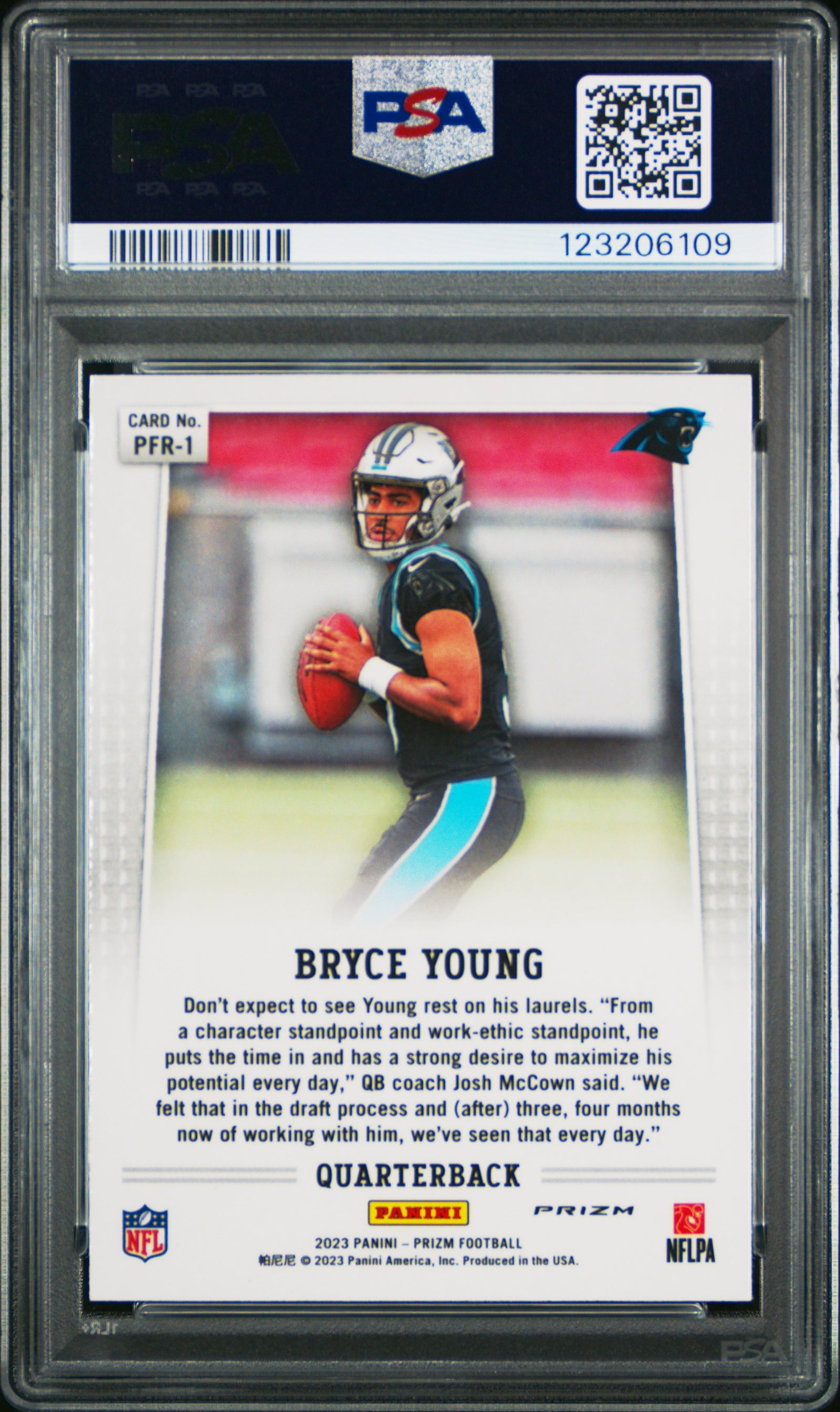 2023 Panini Prizm Prizm Flashback Rookie Pfr1 Bryce Young No Huddle PSA 9