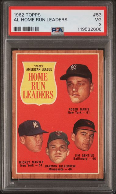 1962 Topps #53 AL Home Run Leaders PSA 3