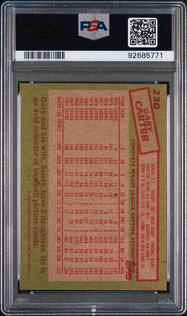1985 Topps #230 Gary Carter PSA 9
