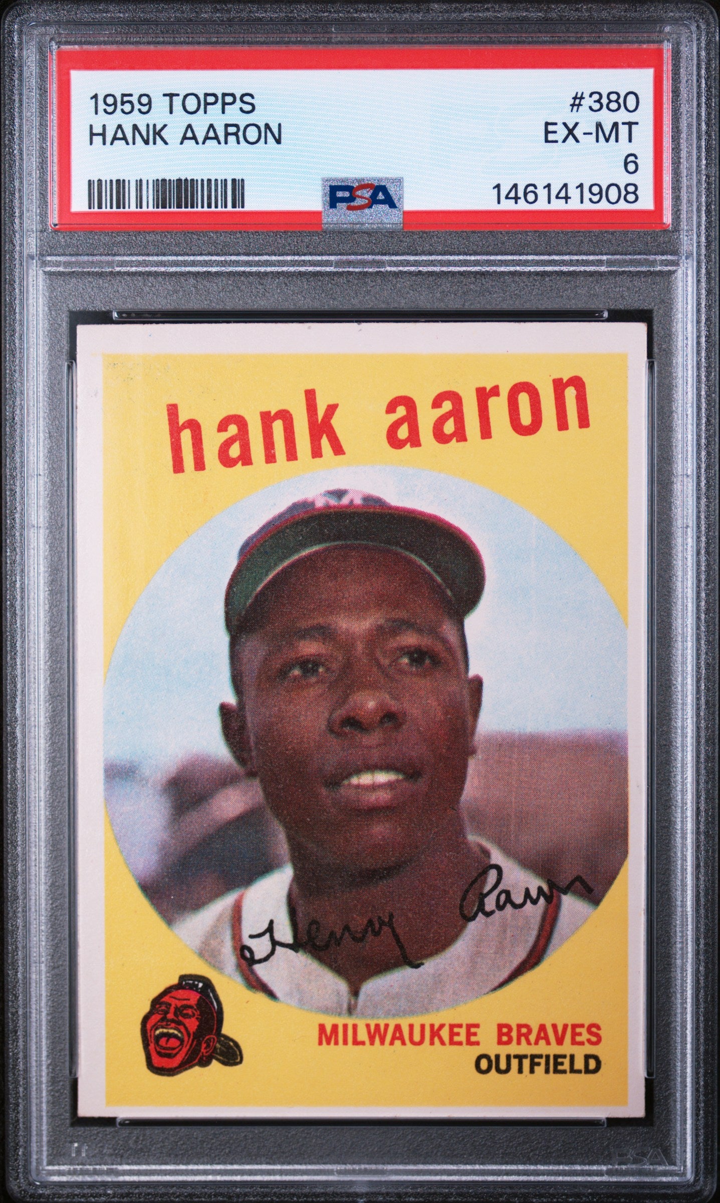 1959 TOPPS 380 HANK AARON PSA 6 - front