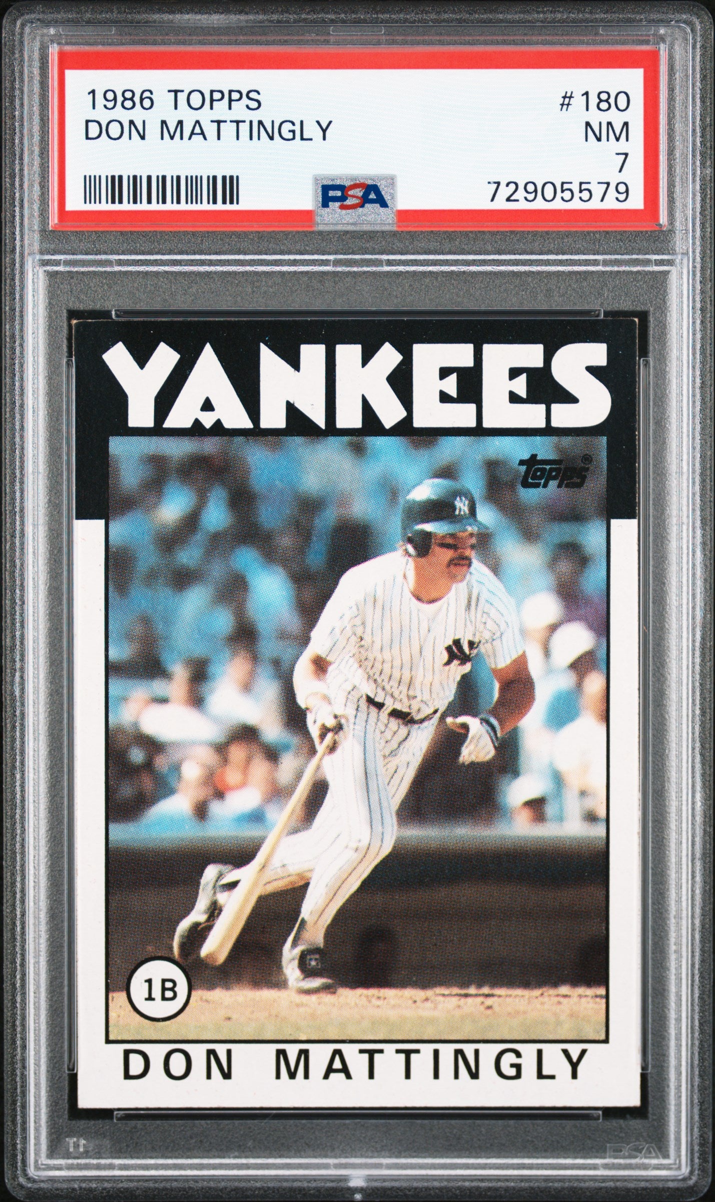 1986 TOPPS 180 DON MATTINGLY PSA 7 - front