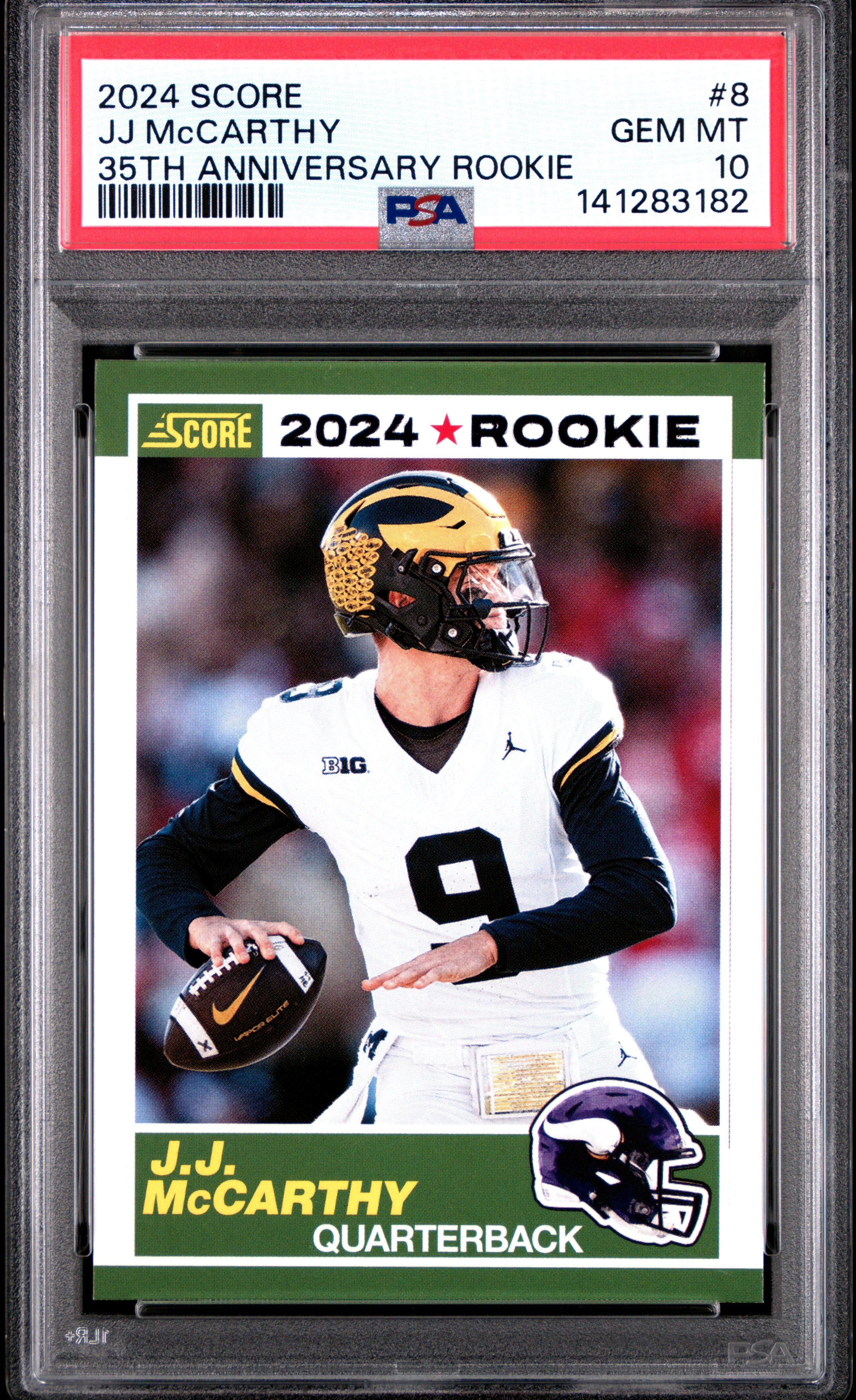 2024 Panini Score 35Th Anniversary Rookie 8 Jj Mccarthy  PSA 10