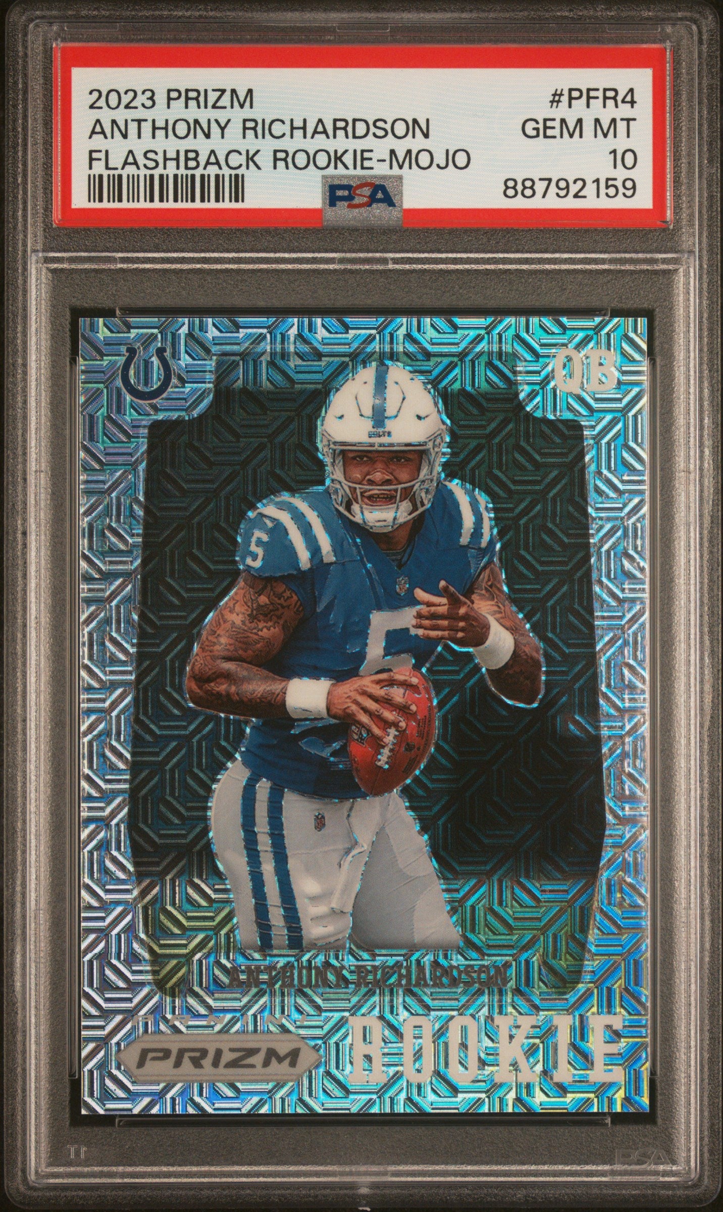 2023 PANINI PRIZM PRIZM FLASHBACK ROOKIE PFR4 ANTHONY RICHARDSON MOJO PRIZM PSA 10 - front