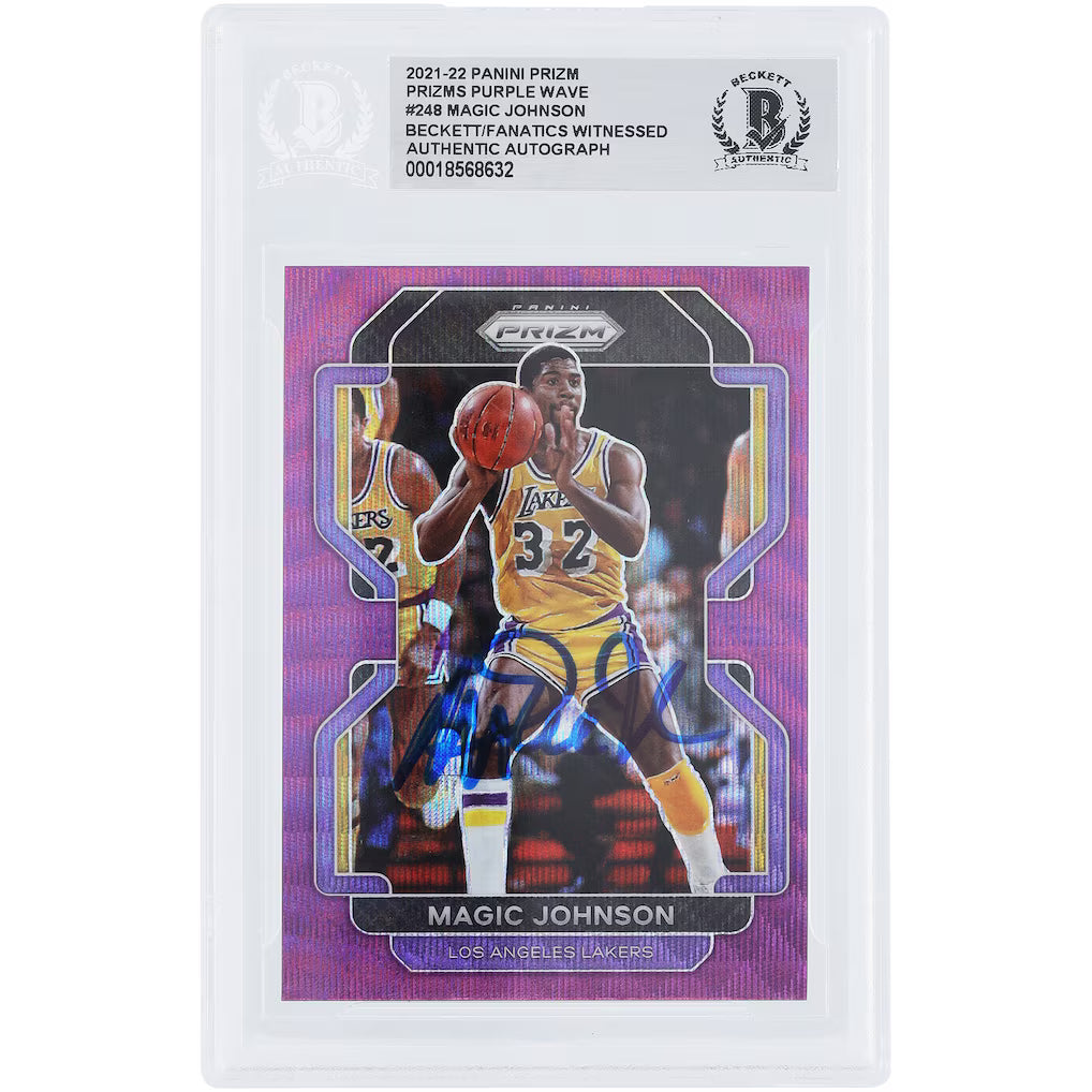 2021-22 Panini Prizm Purple Wave Magic Johnson Autograph Beckett/Fanatics Authentic