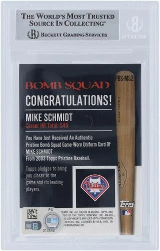 2003 Topps Pristine Bomb Squad Relics Mike Schmidt Autograph Beckett/Fanatics Authentic