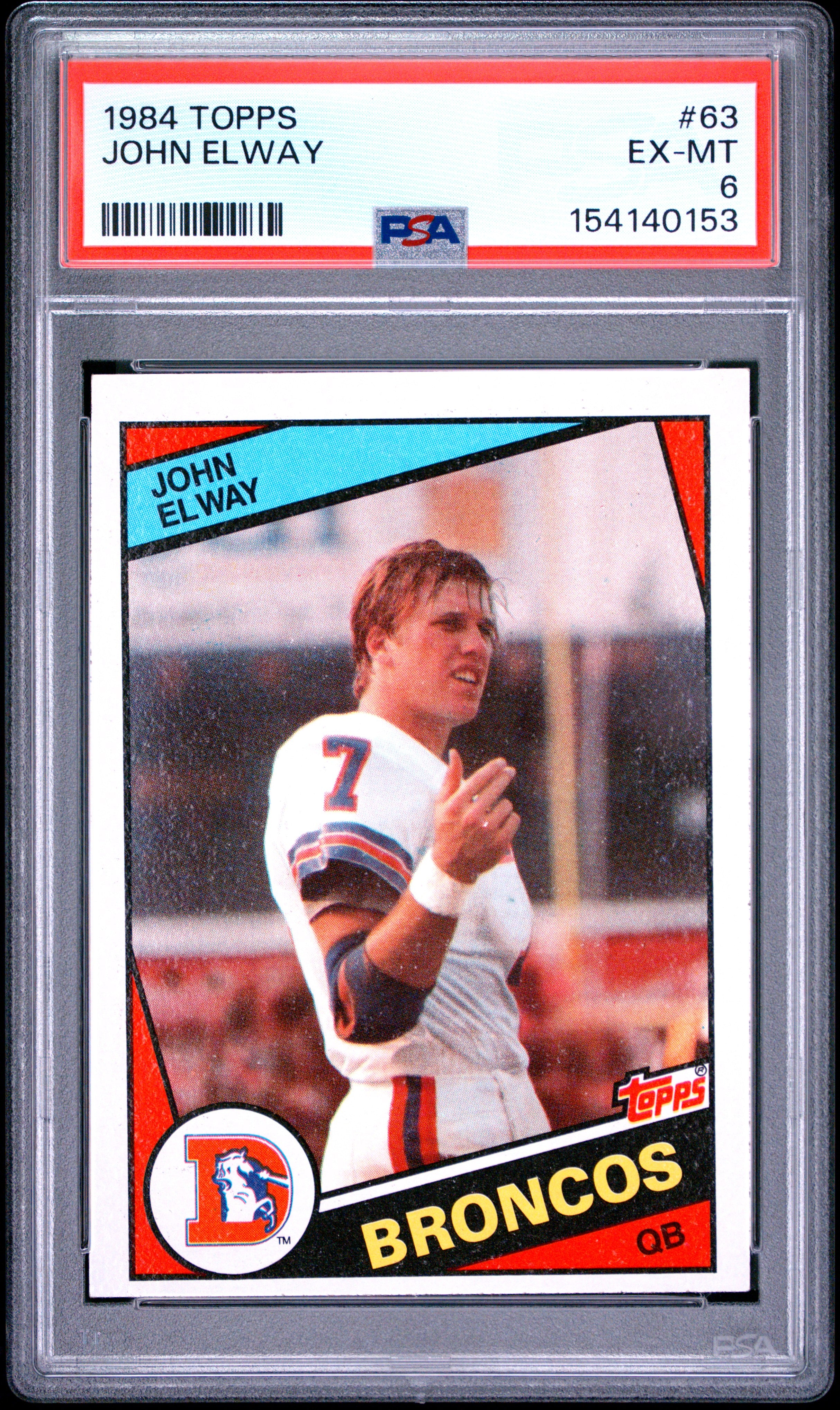 1984 TOPPS 63 JOHN ELWAY PSA 6 - front