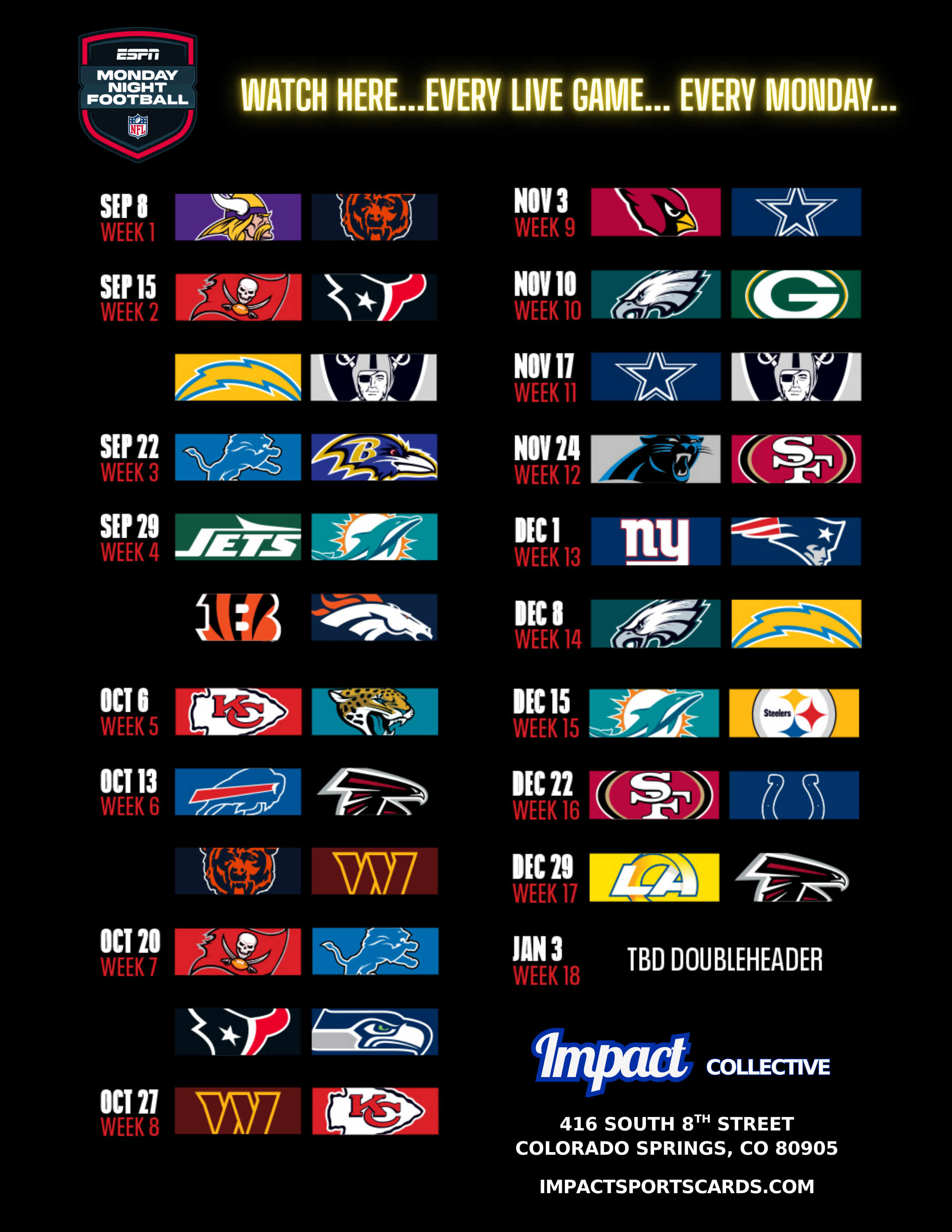 Monday Night Football.... All Season Long.....