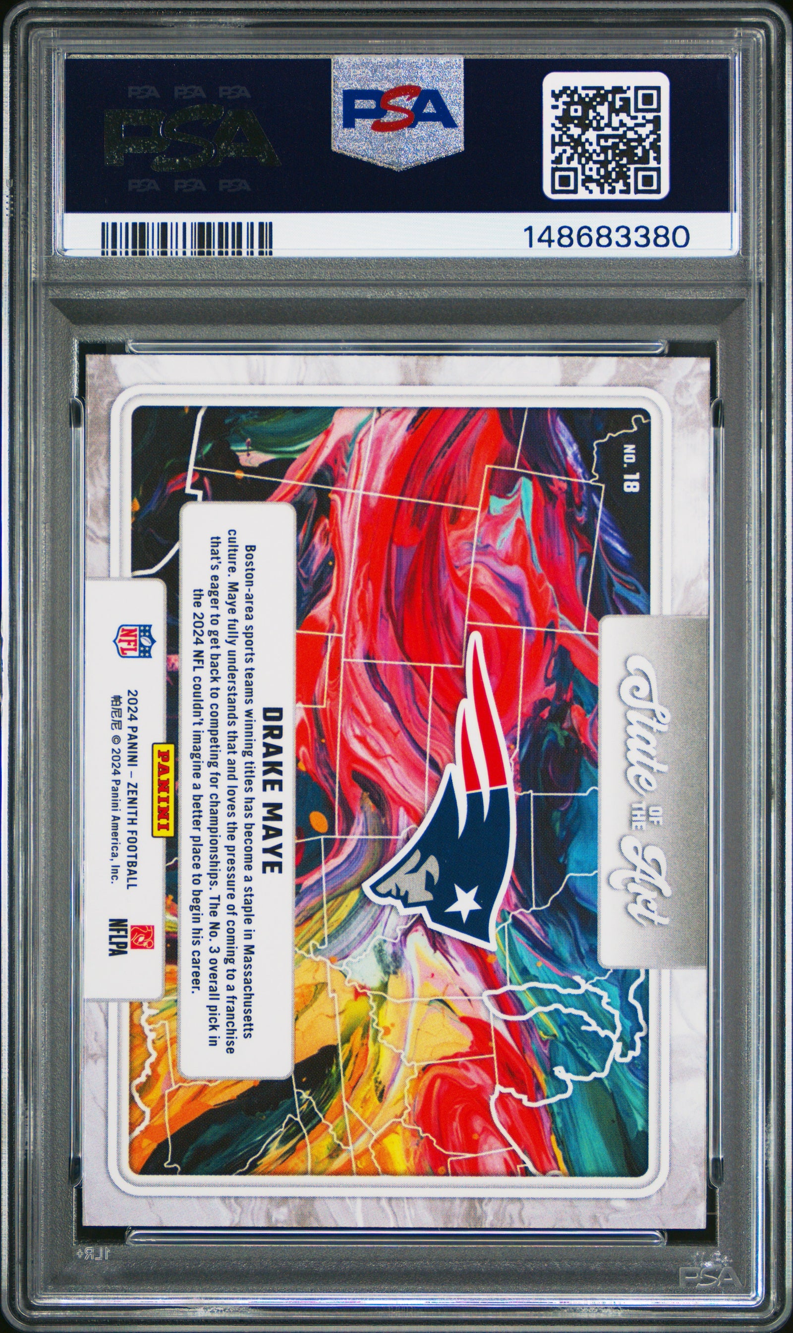 2024 Panini Zenith State Of The Art 18 Drake Maye PSA 8