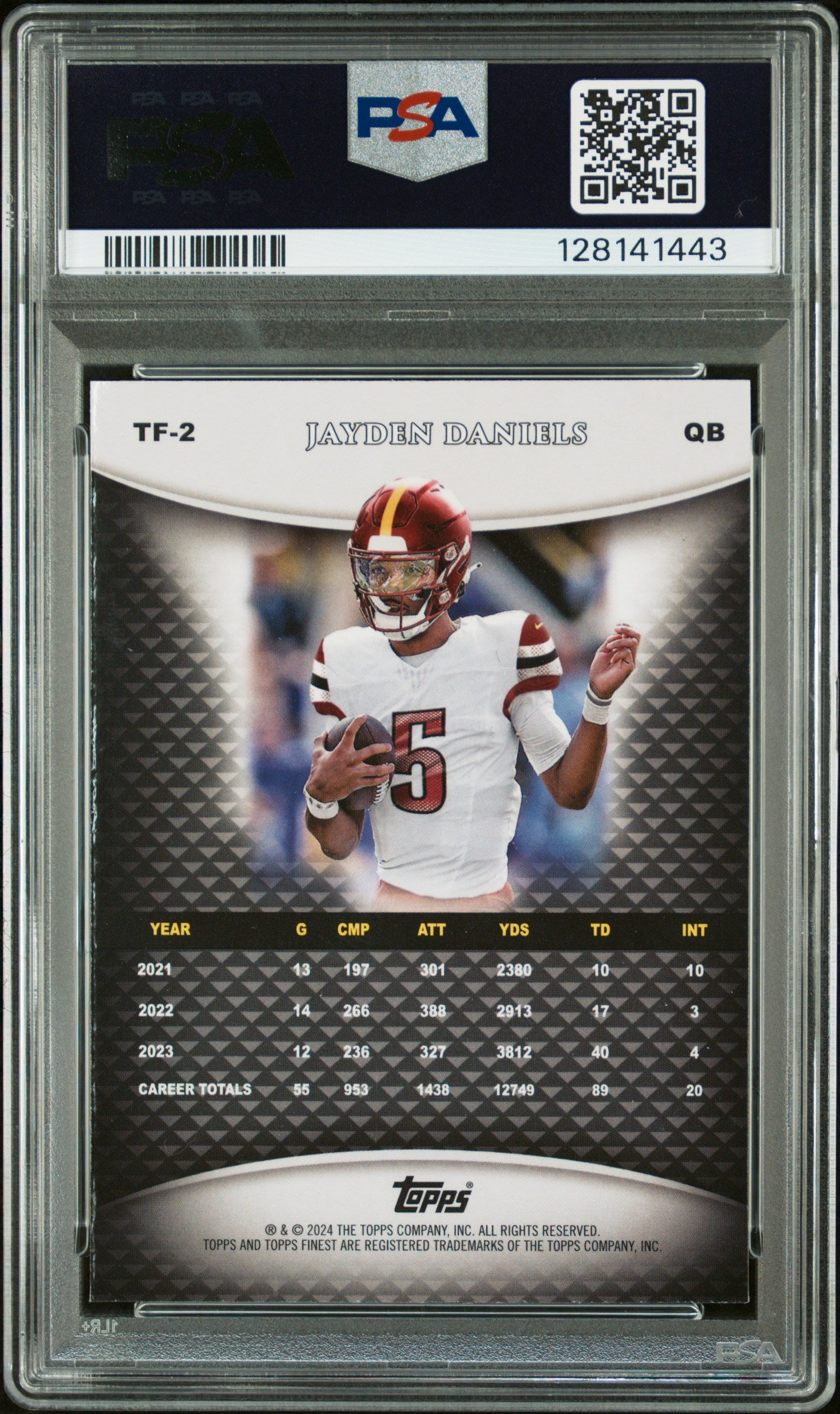 2024 Topps Finest Jayden Daniels Sky Blue Refractor PSA 9