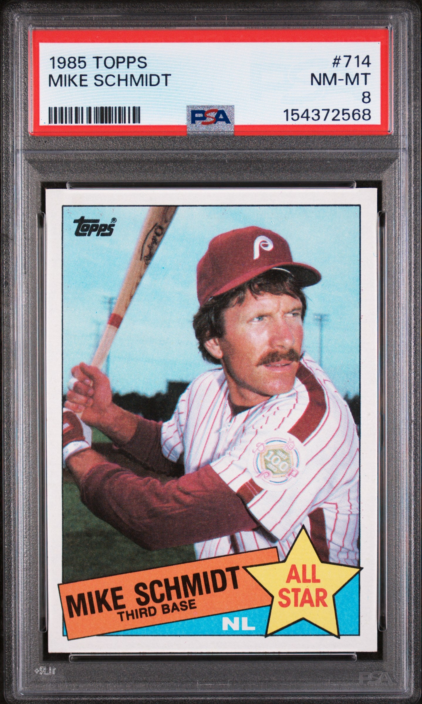 1985 TOPPS 714 MIKE SCHMIDT PSA 8 - front