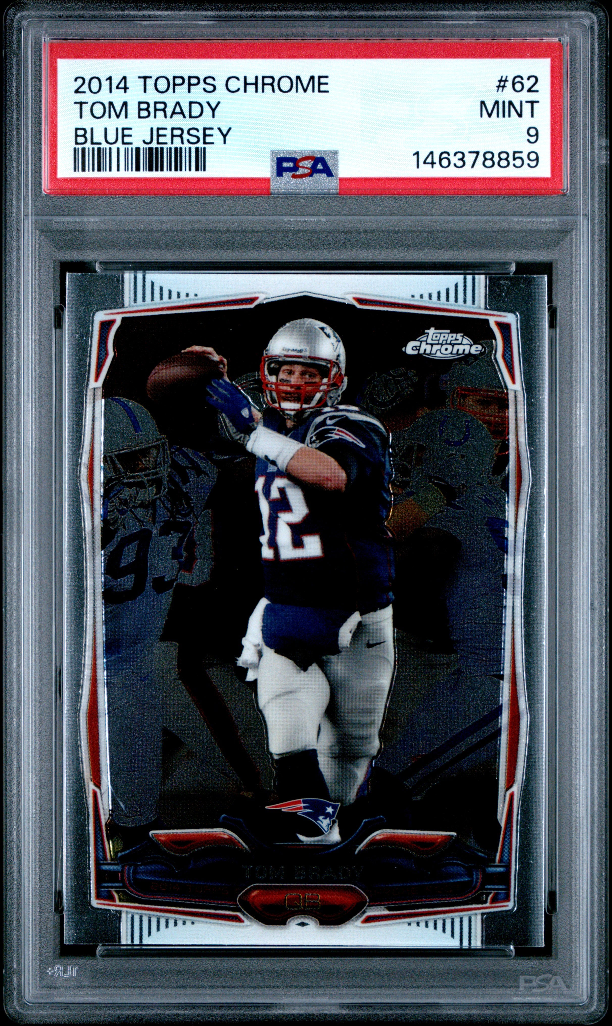 2014 Topps Chrome 62 Tom Brady Blue Jersey PSA 9