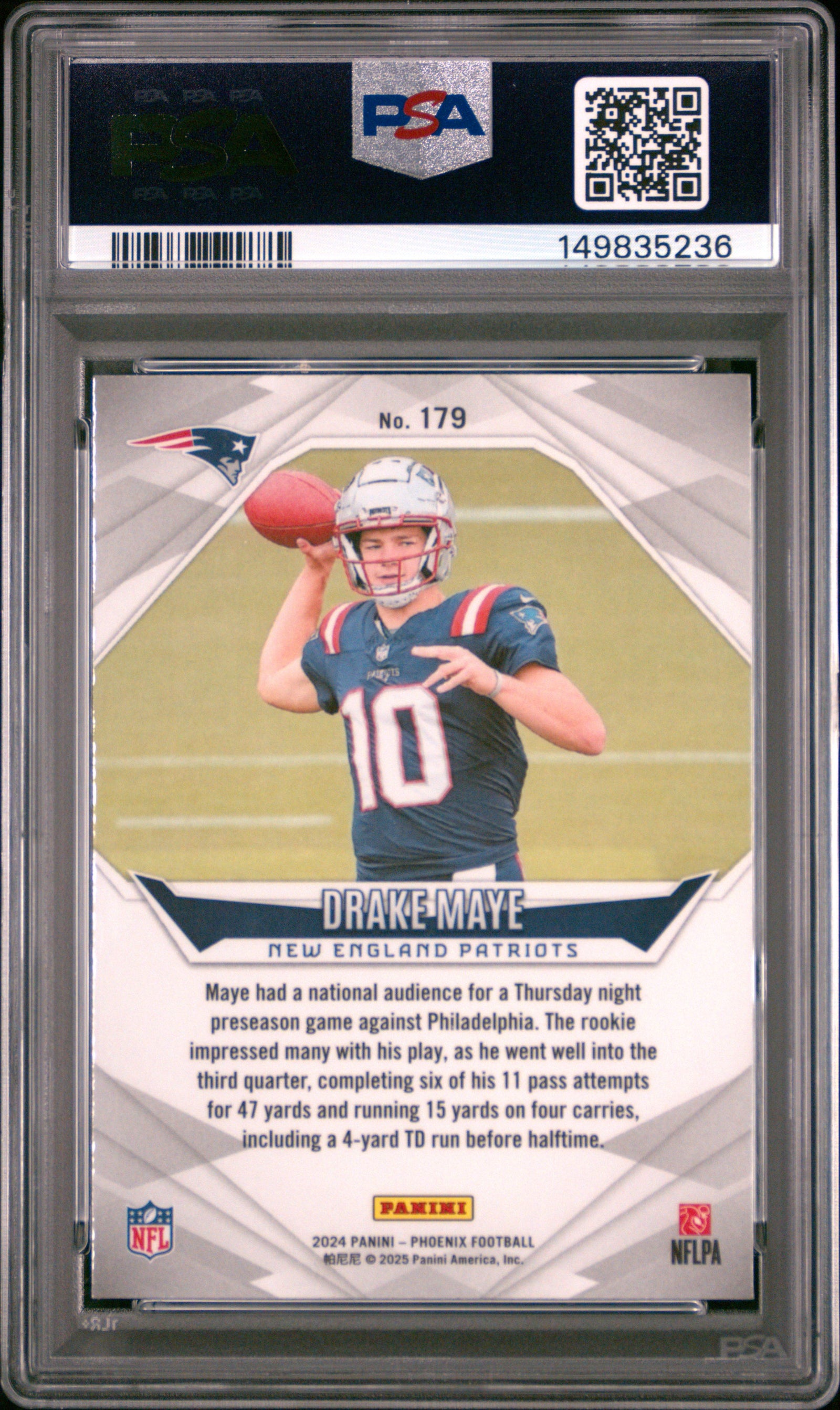 2024 Panini Phoenix 179 Drake Maye PSA 9