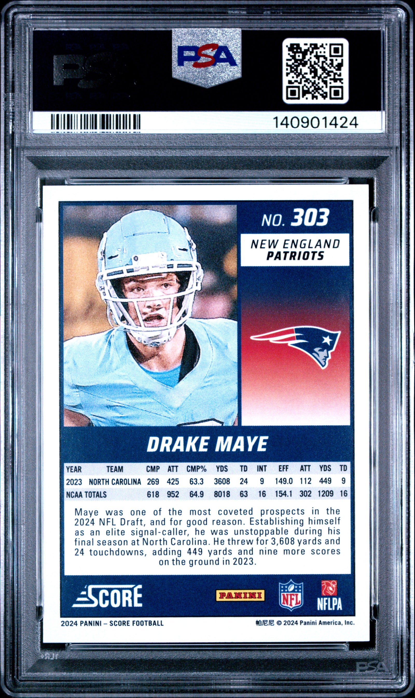 2024 Panini Score #303 Drake Maye PSA 10