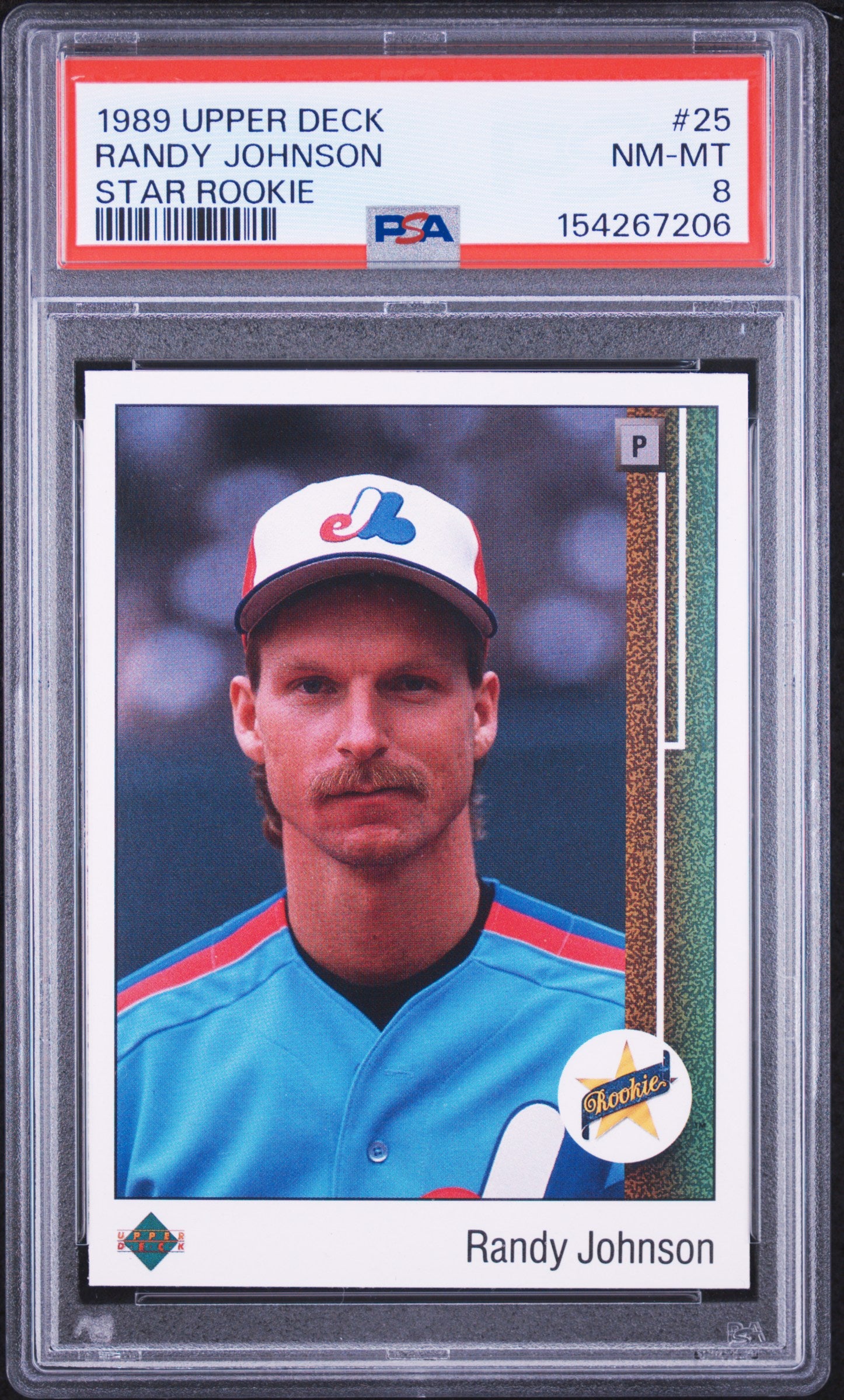 1989 UPPER DECK 25 RANDY JOHNSON STAR ROOKIE PSA 8 - front