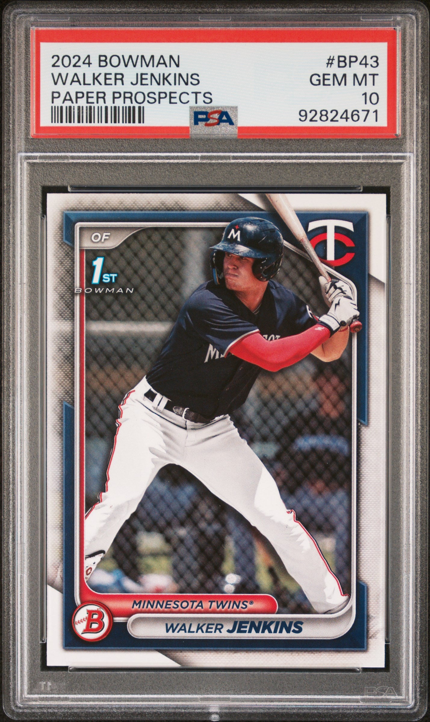 2024 Bowman Paper Prospects Bp43 Walker Jenkins PSA 10