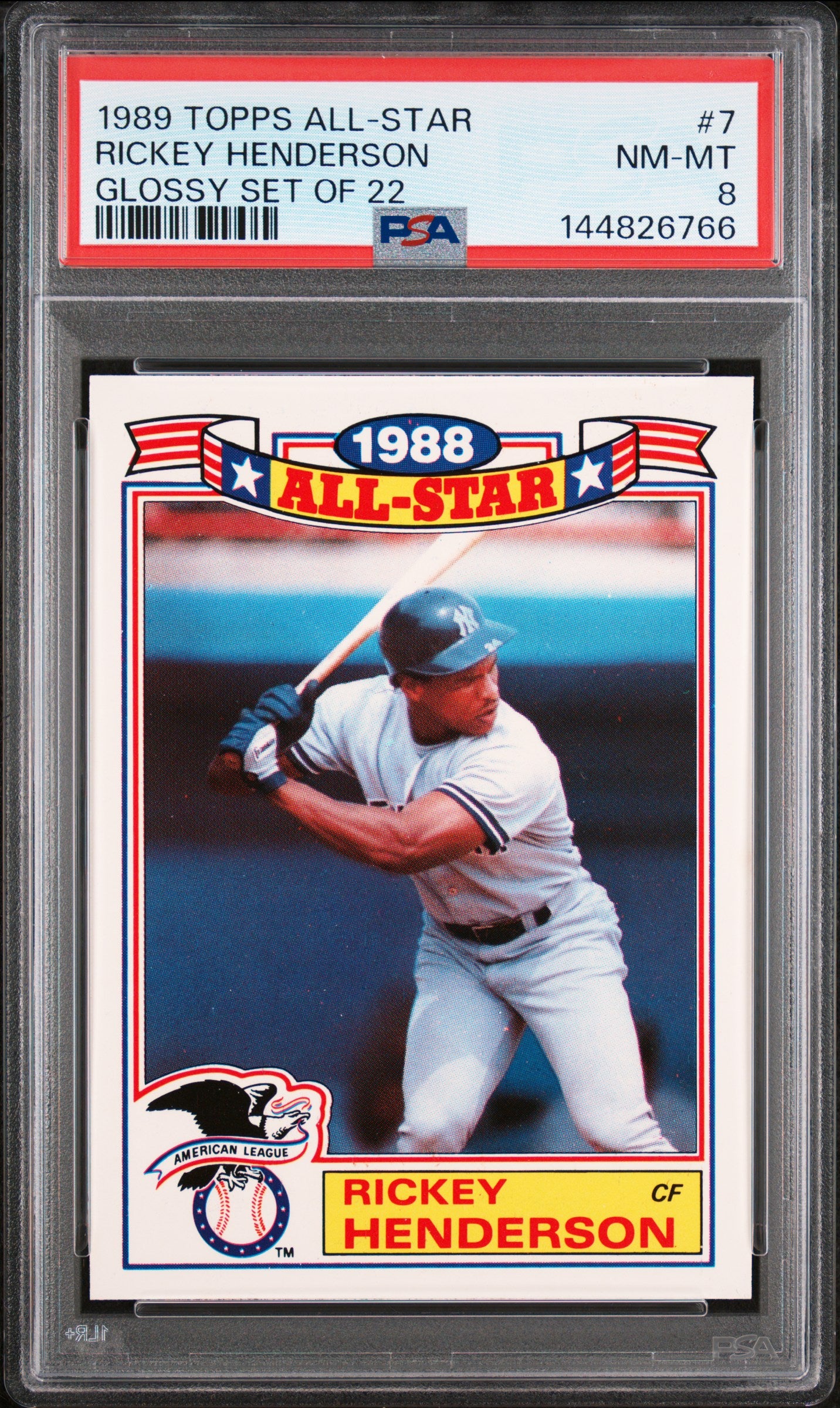 1989 TOPPS ALL-STAR GLOSSY SET OF 22 7 RICKEY HENDERSON PSA 8 - front