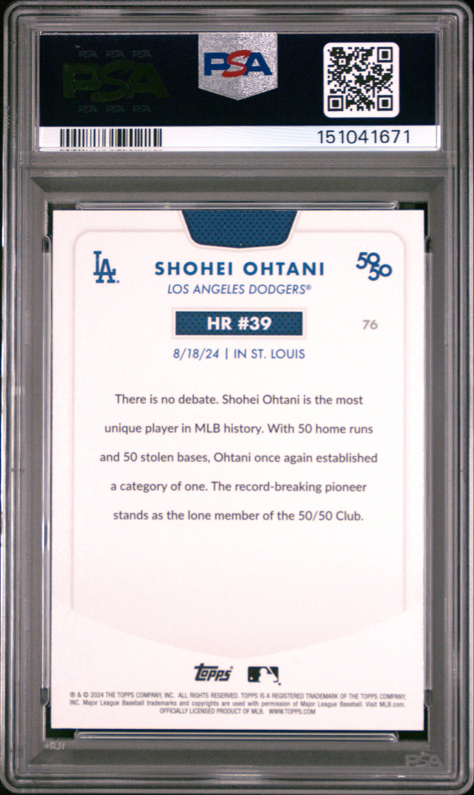2024 Topps 50/50 Shohei Ohtani 76 Shohei Ohtani PSA 10