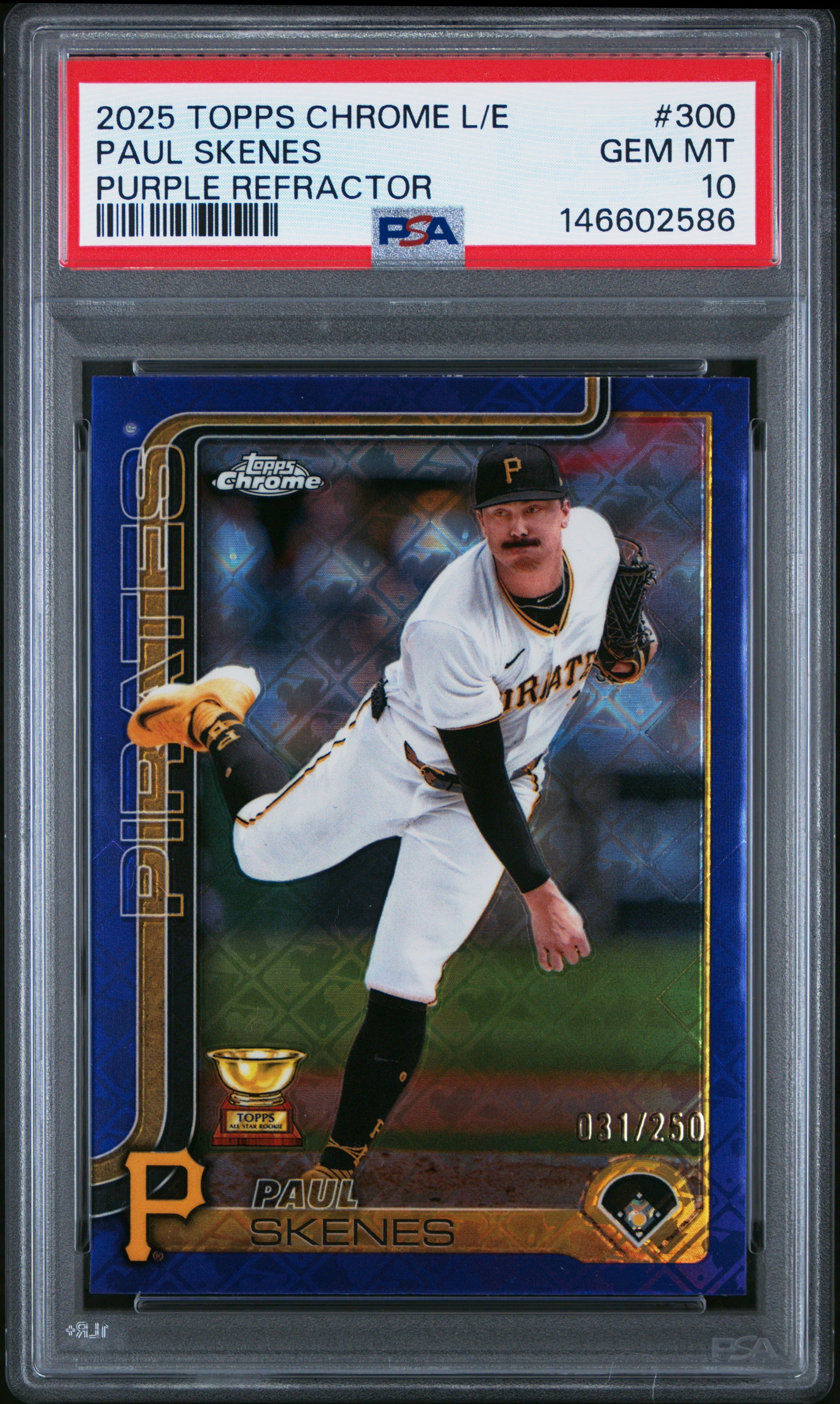 2025 Topps Chrome Logofractor Edition 300 Paul Skenes Purple Refractor PSA 10