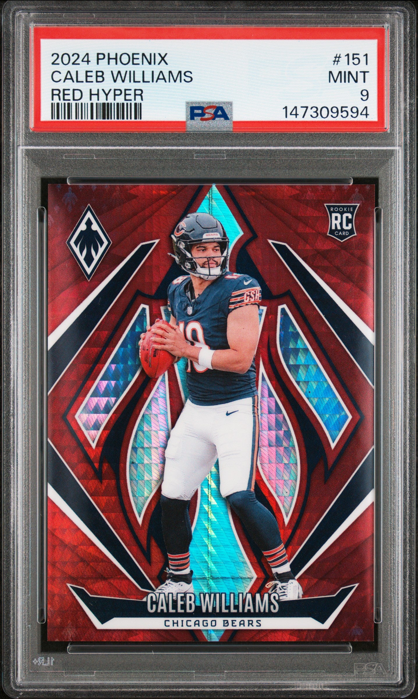 2024 PANINI PHOENIX 151 CALEB WILLIAMS RED HYPER PSA 9 - front