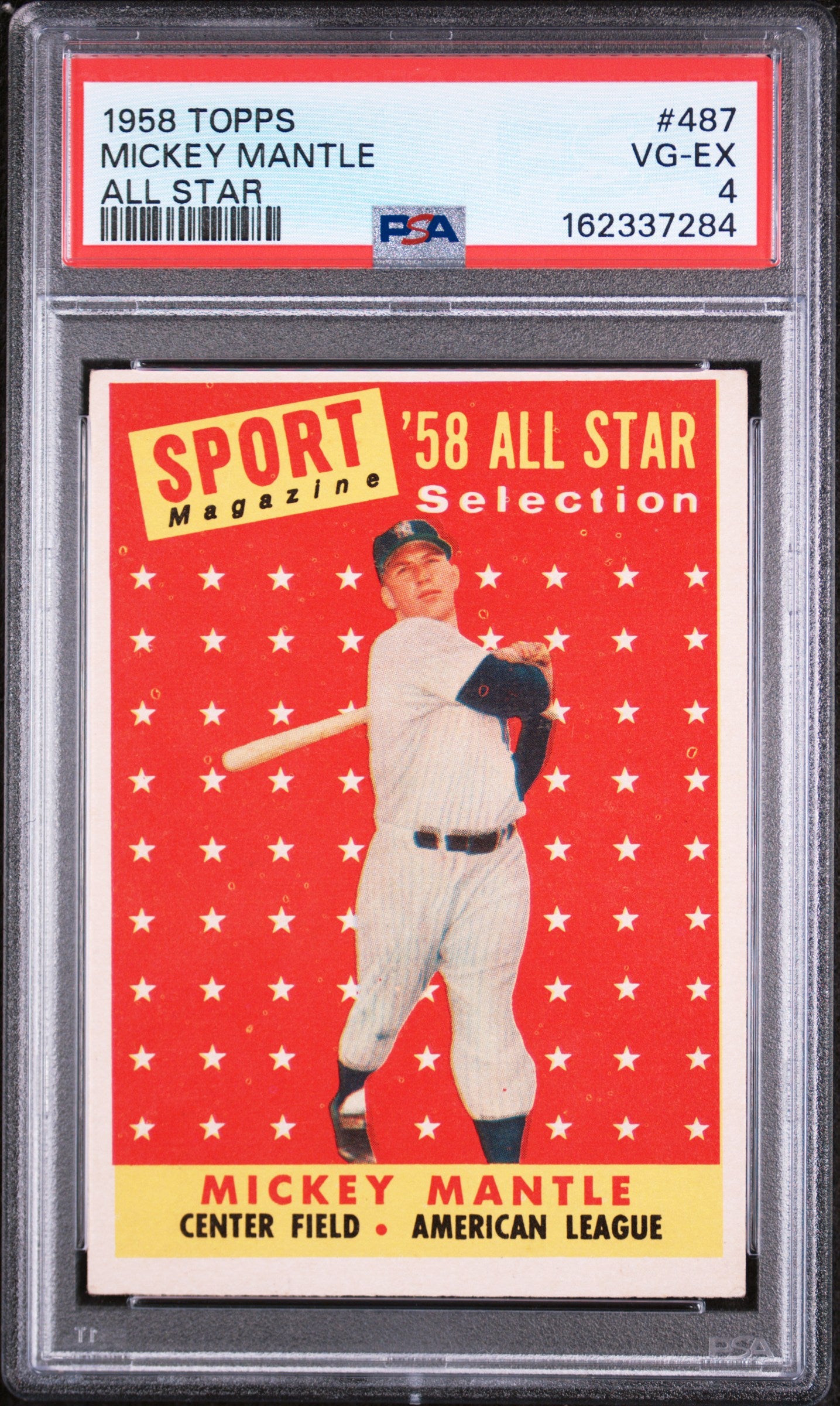 1958 TOPPS 487 MICKEY MANTLE ALL STAR PSA 4 - front