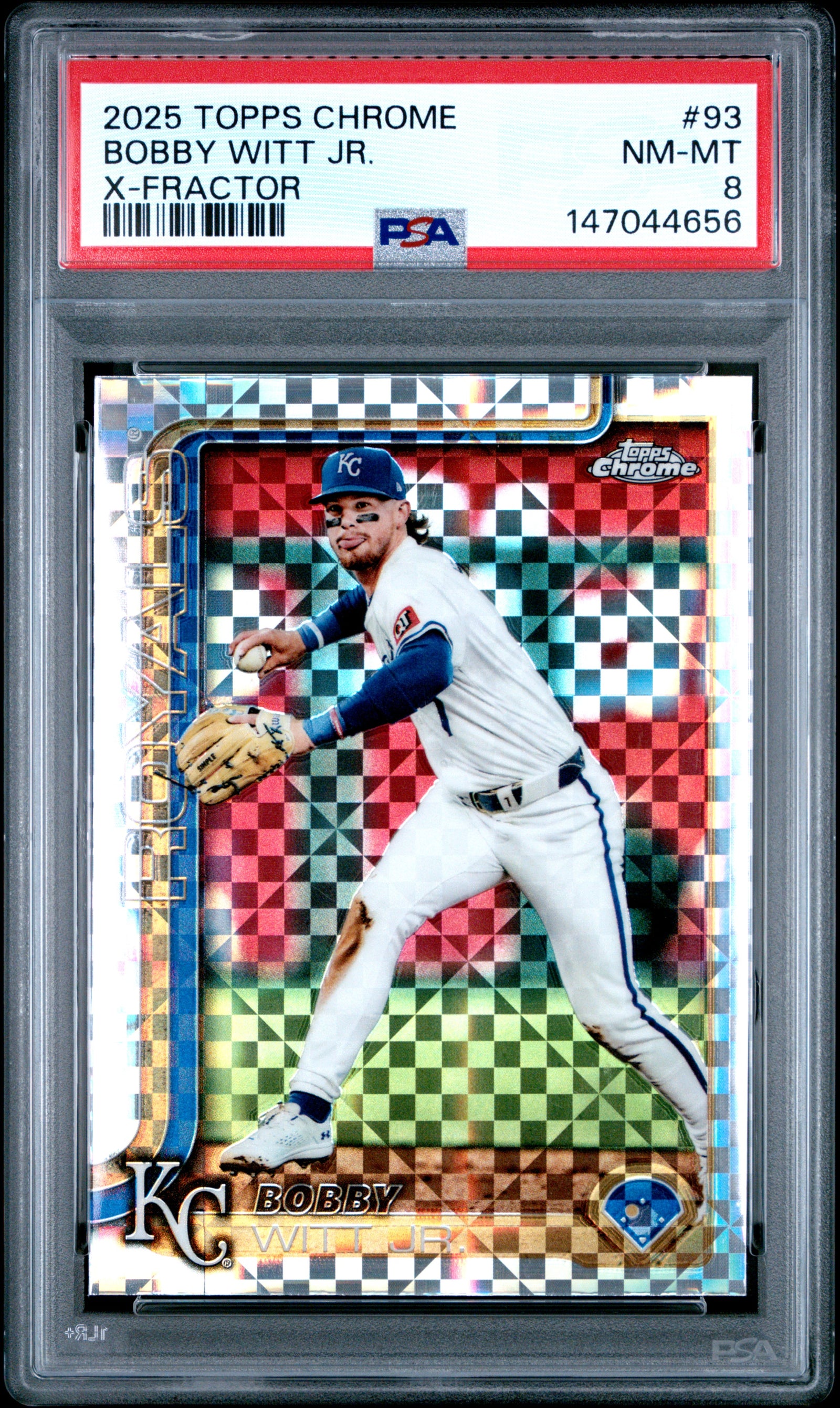 2025 Topps Chrome 93 Bobby Witt Jr. X-Fractor PSA 8