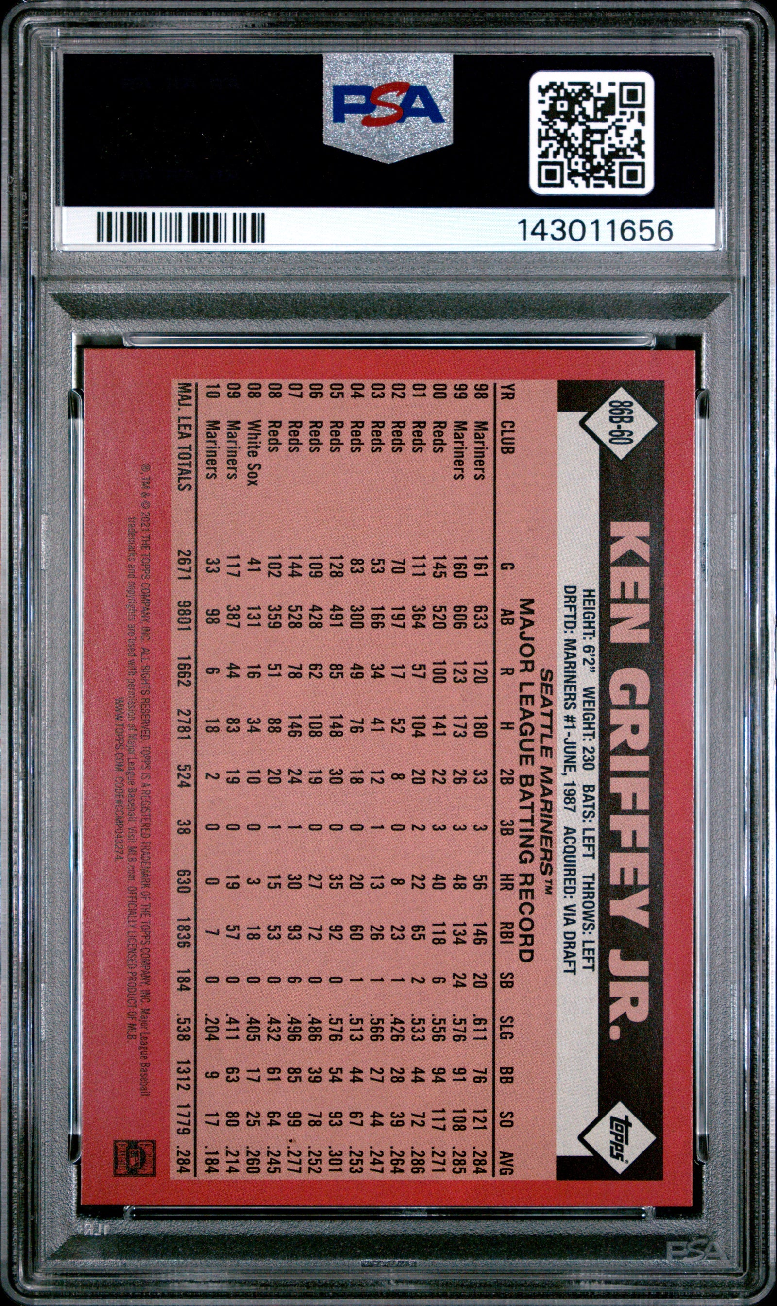 2021 Topps 1986 Topps Baseball 35Th Anniversary 60 Ken Griffey Jr. PSA 9