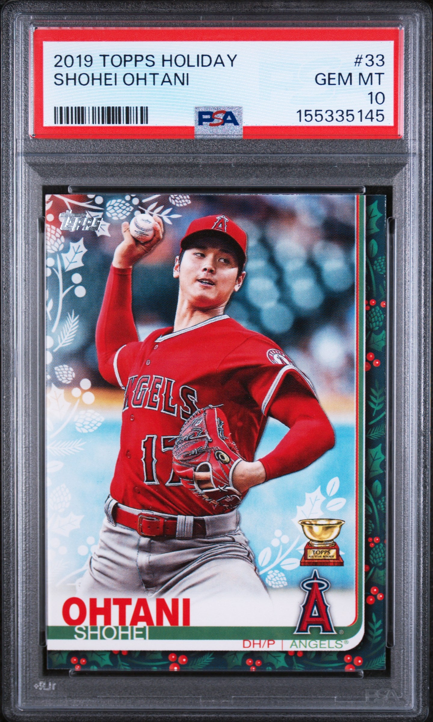 2019 TOPPS HOLIDAY 33 SHOHEI OHTANI PSA 10 - front