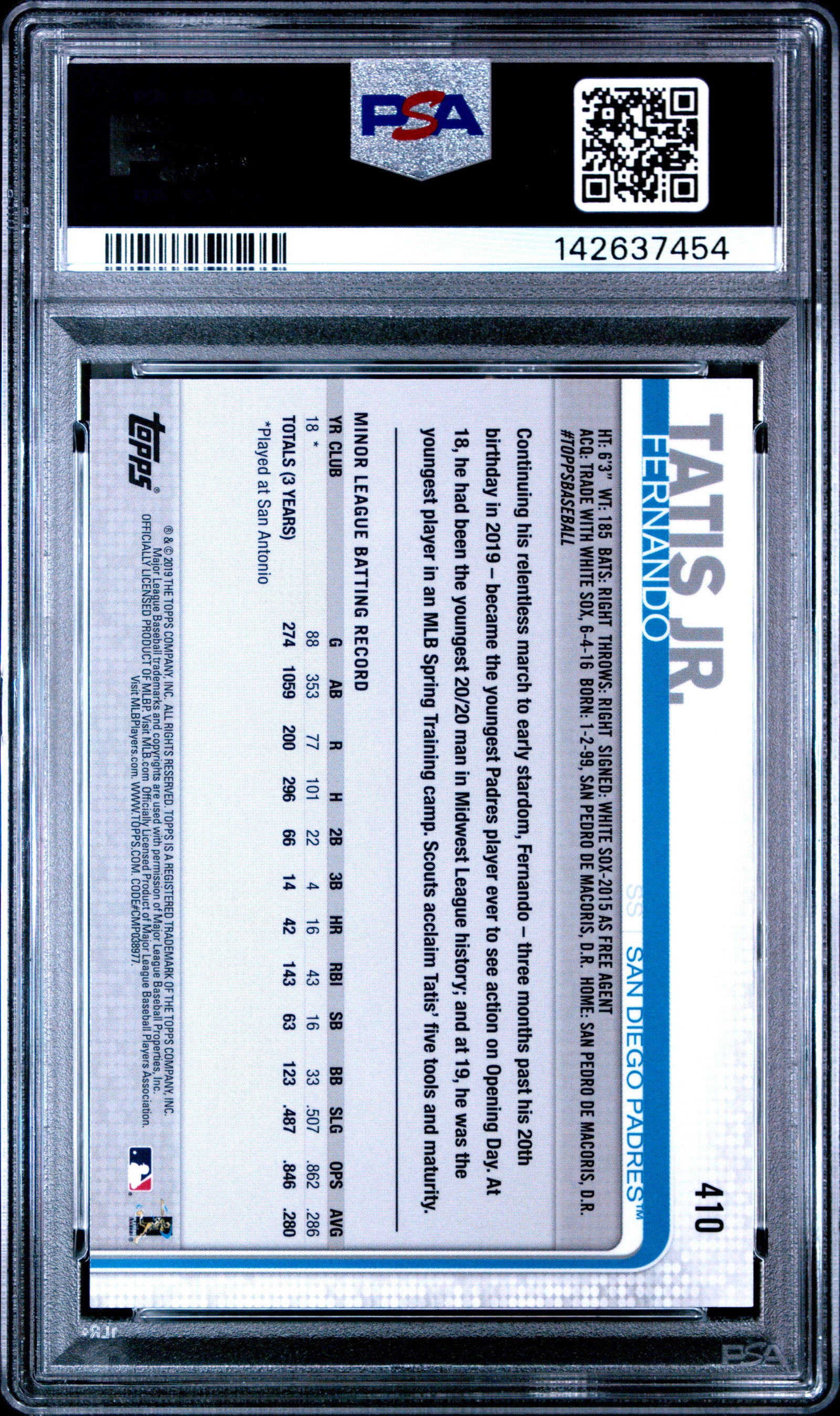 2019 Topps On Demand 3D 410 Fernando Tatis Jr. PSA 9