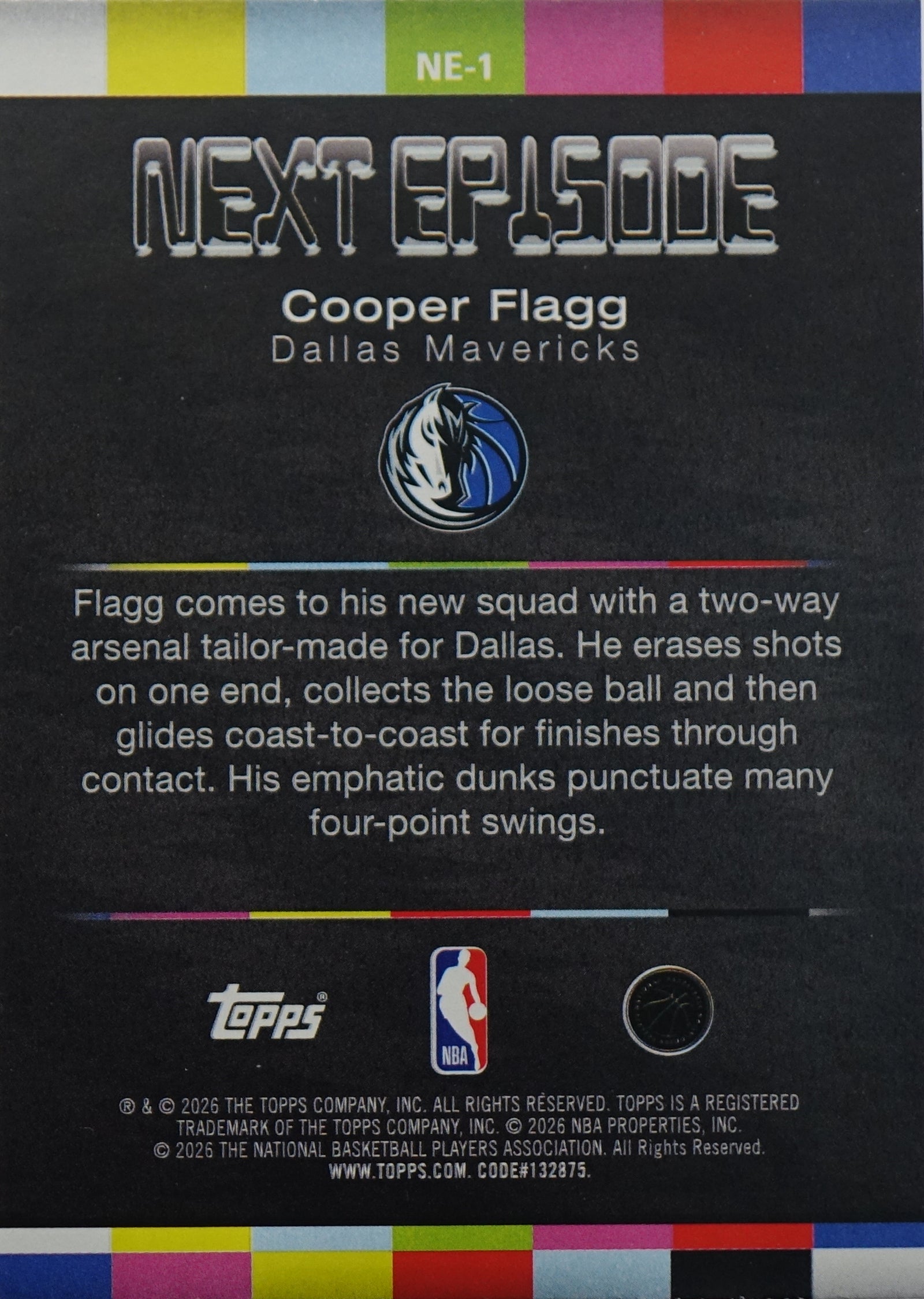 2025-26 Topps NBA Hoops Cooper Flagg /75 RC Next Episode Green Pixel Burst