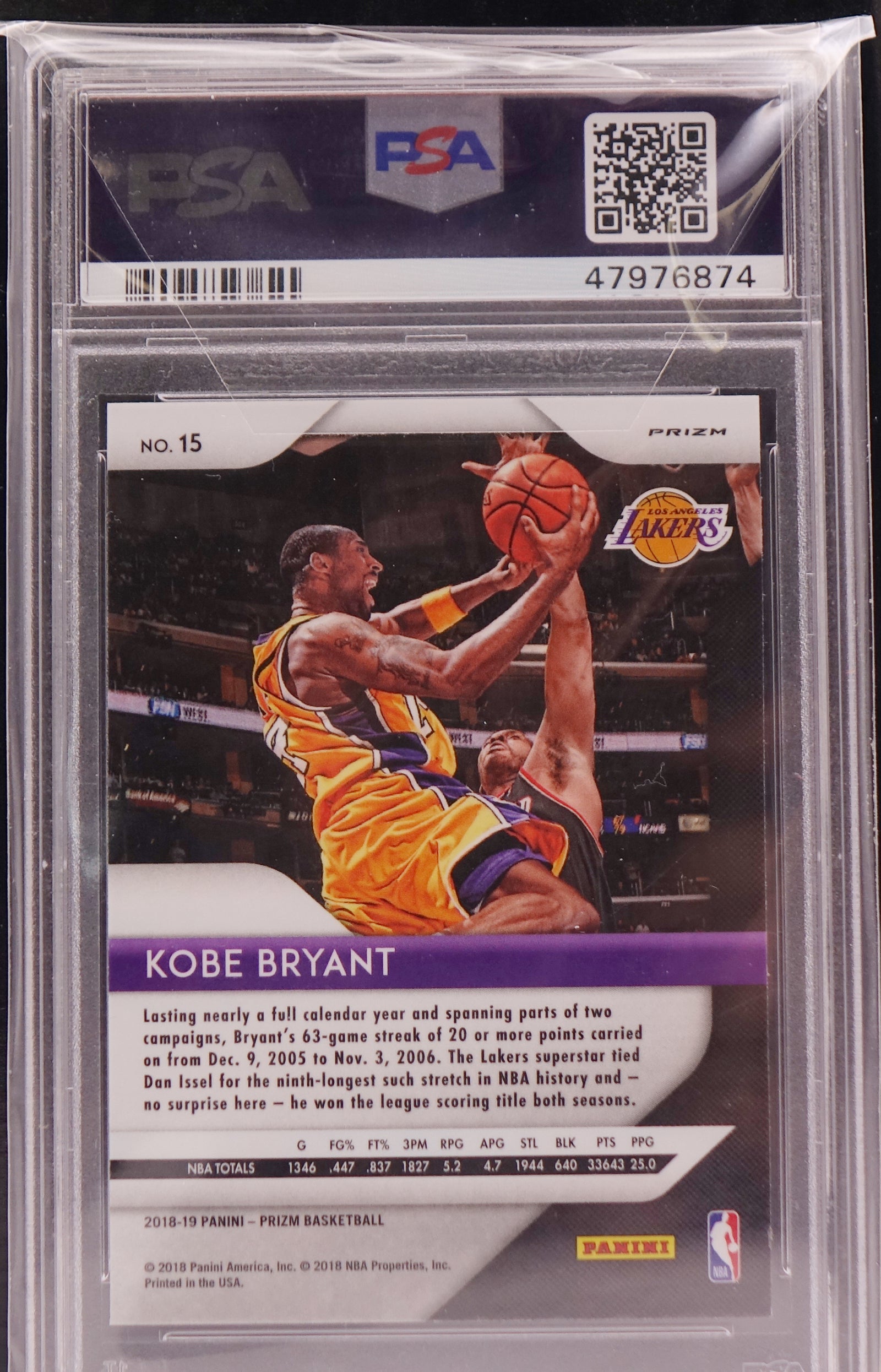 2018 Panini Prizm #15 Kobe Bryant Ruby Wave PSA 10