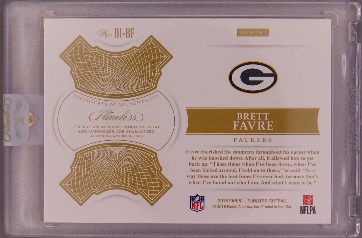 2018 Panini Flawless Brett Favre Distinguished Patch Autographs 1/4 DI-BF