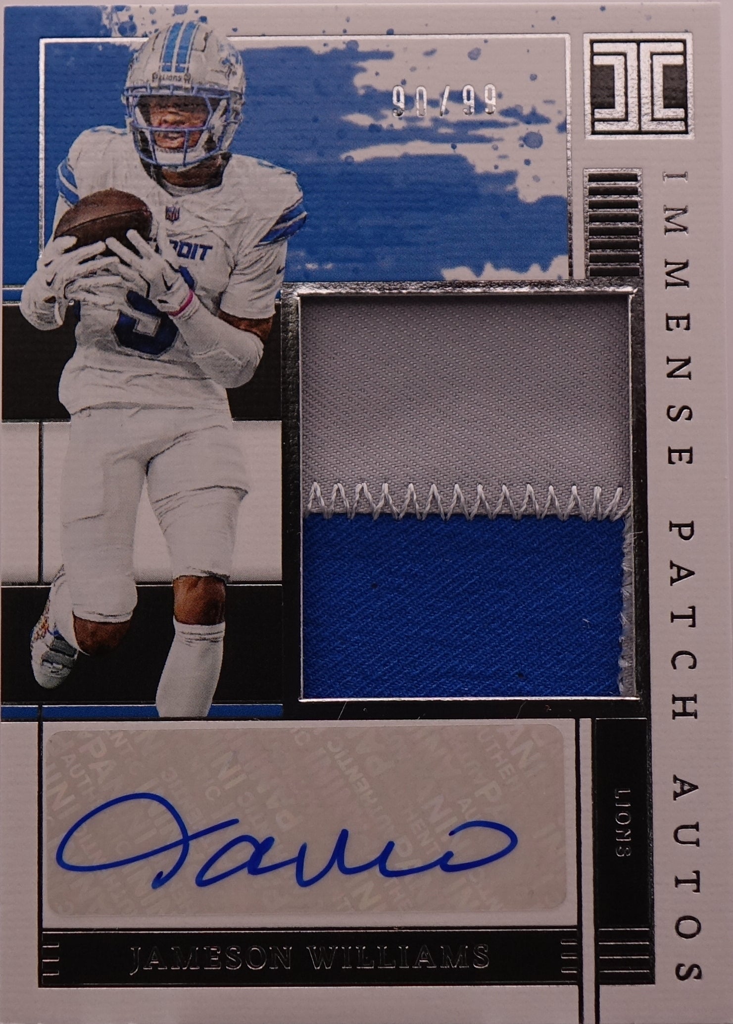 2025 Panini Impeccable Patch Auto #IPA-JWS Jameson Williams Lions /99 SP