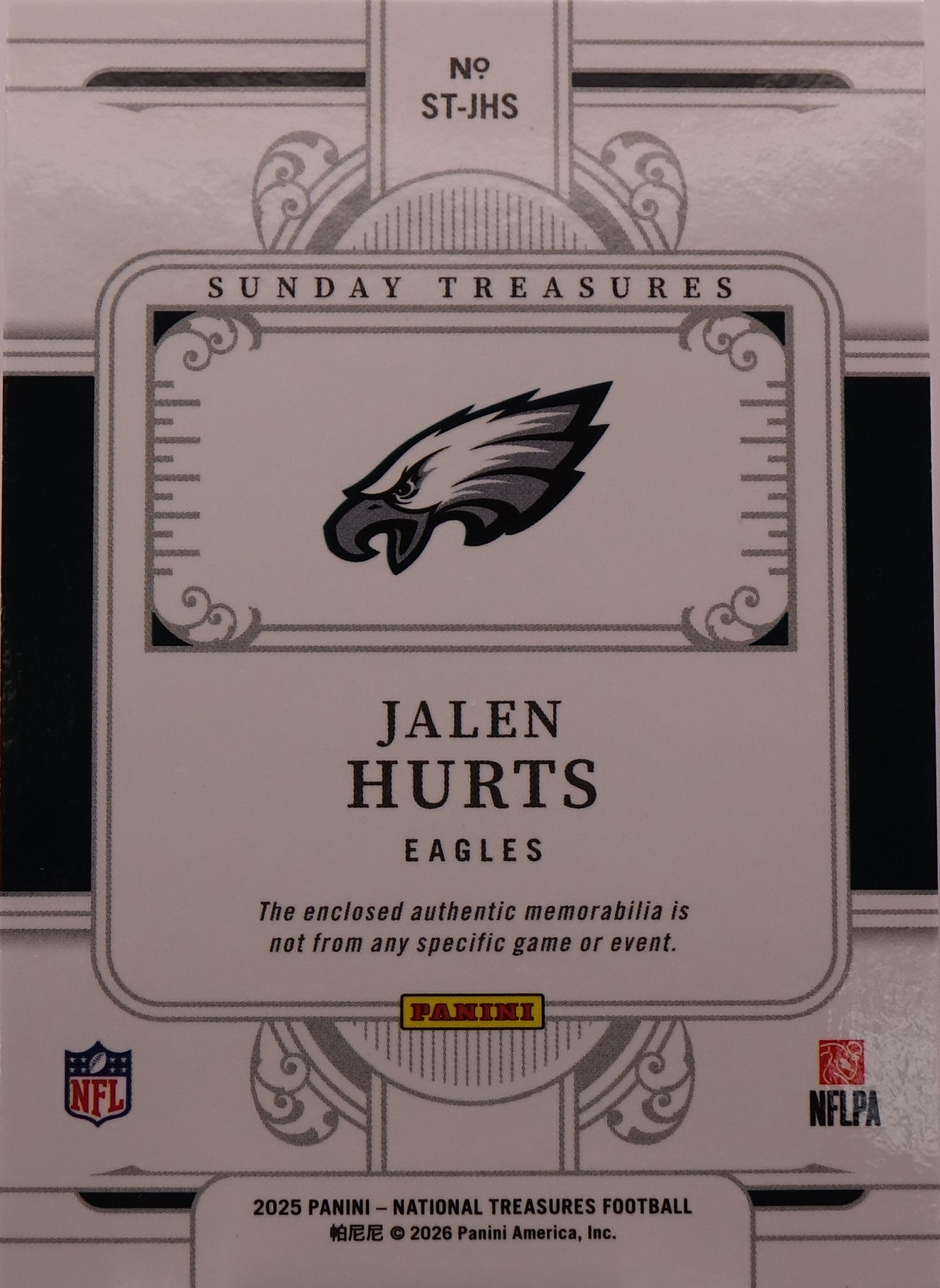 2025 National Treasures Jalen Hurts Sunday Treasures ST-JHS /25