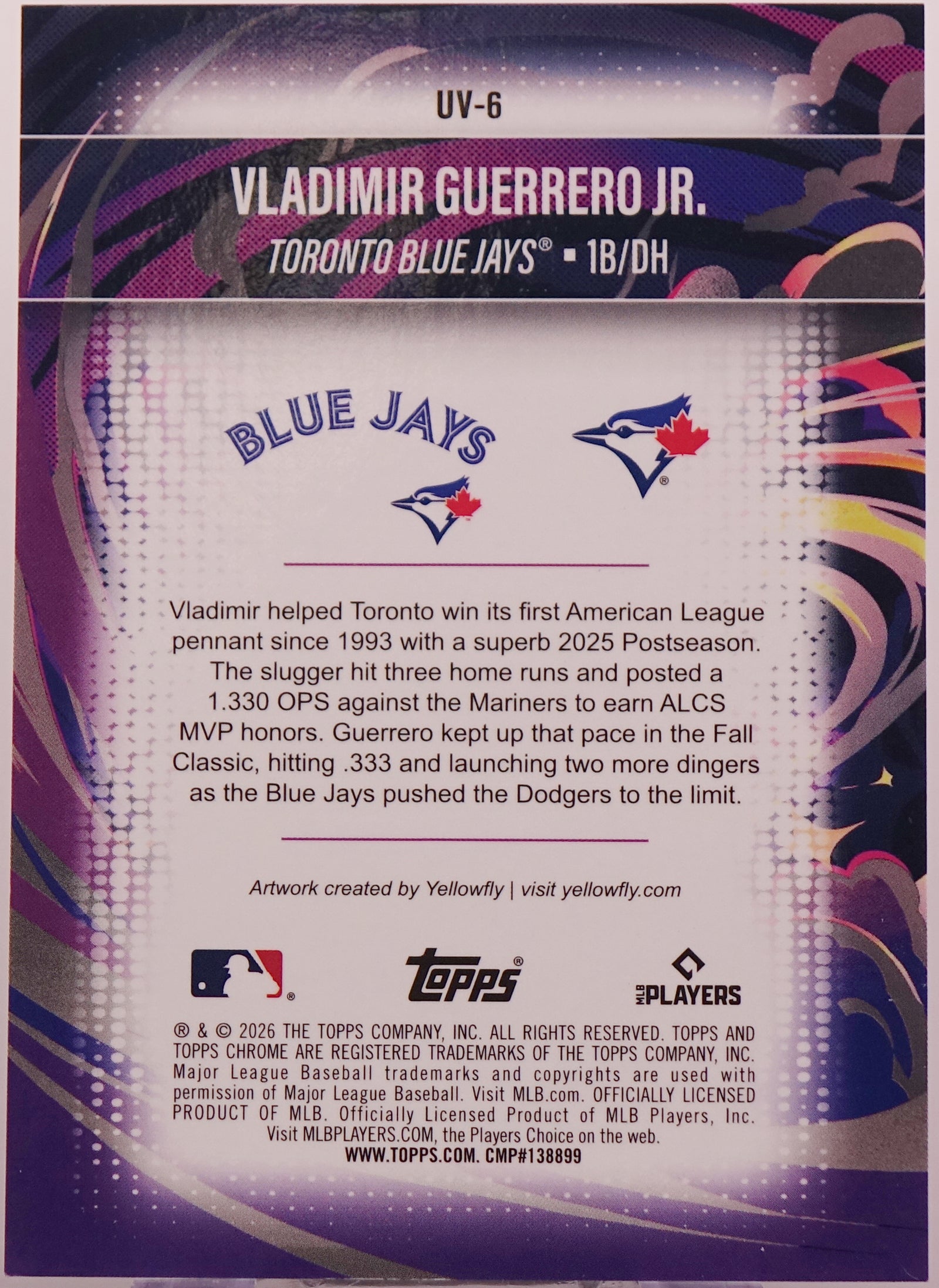 2026 Topps Chrome Vladimir Guerrero Jr. Ultraviolet SSP #UV-6