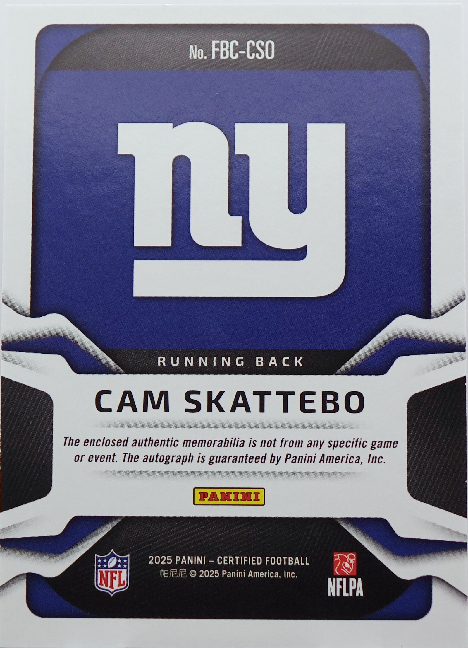 2025 PANINI CERTIFIED FOOTBALL FRESHMAN FABRIC AUTO /499 RC CAM SKATTEBO