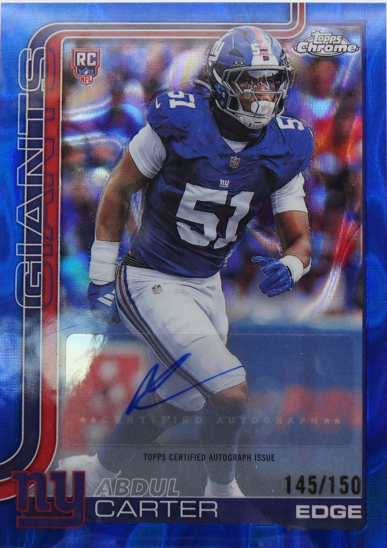 Topps 2025 Topps Chrome Abdul Carter Giants #RA-AC Edge /150 Auto