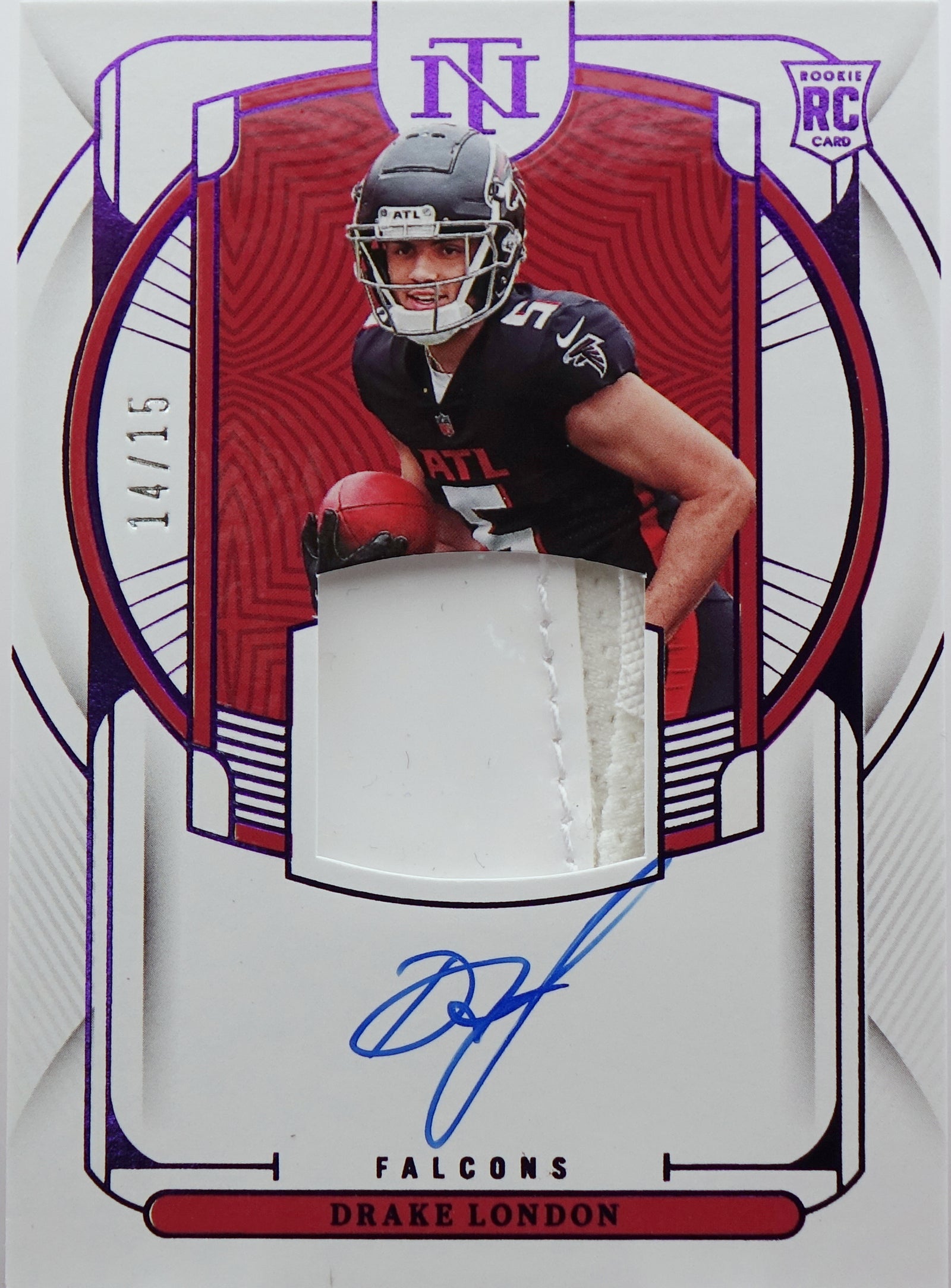 2022 Panini National Treasures DRAKE LONDON RC Jersey Patch AUTO RPA /15