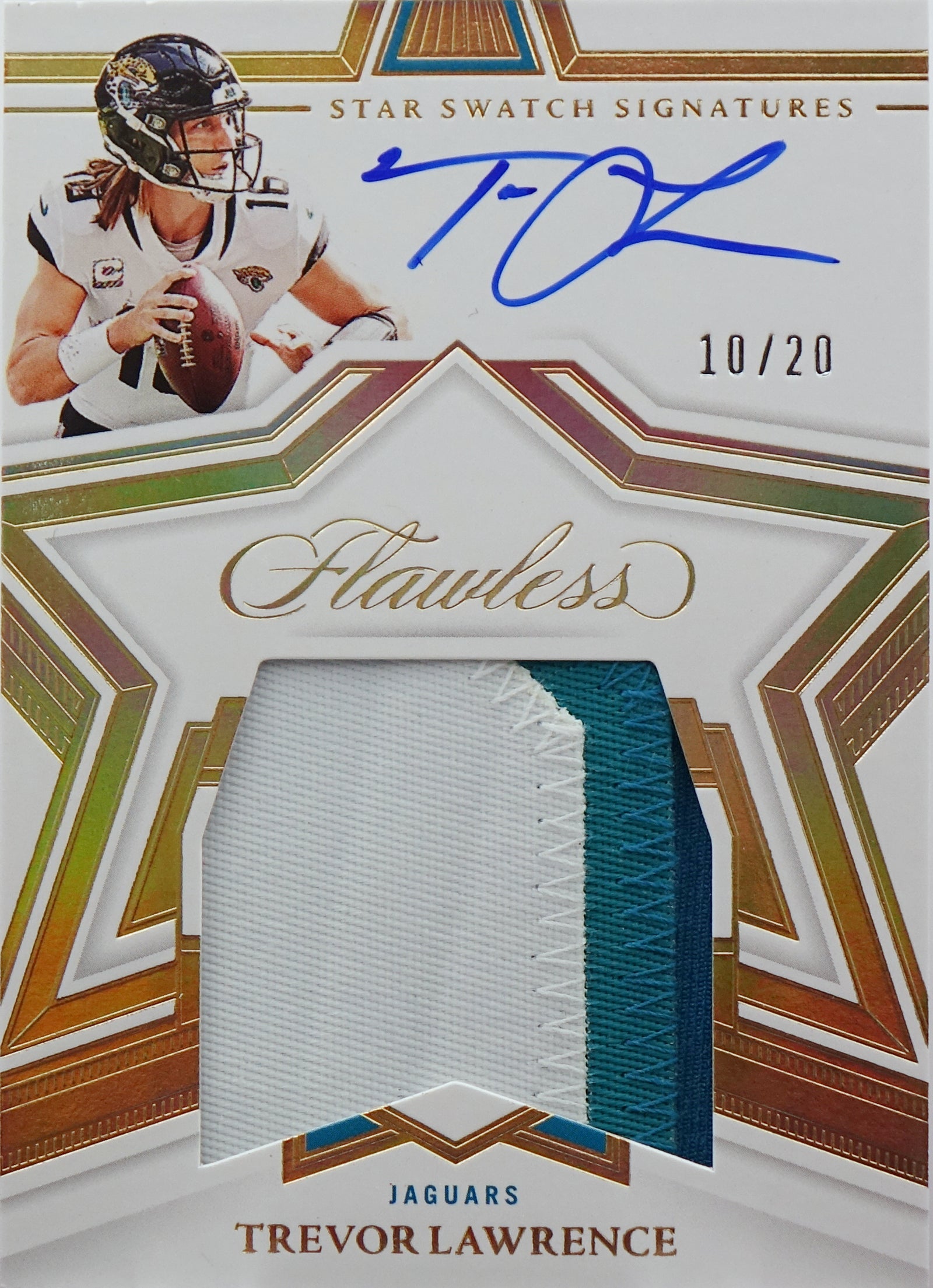 Trevor Lawrence 2022 Panini Flawless Gold Star Swatch Signatures Patch Auto /20