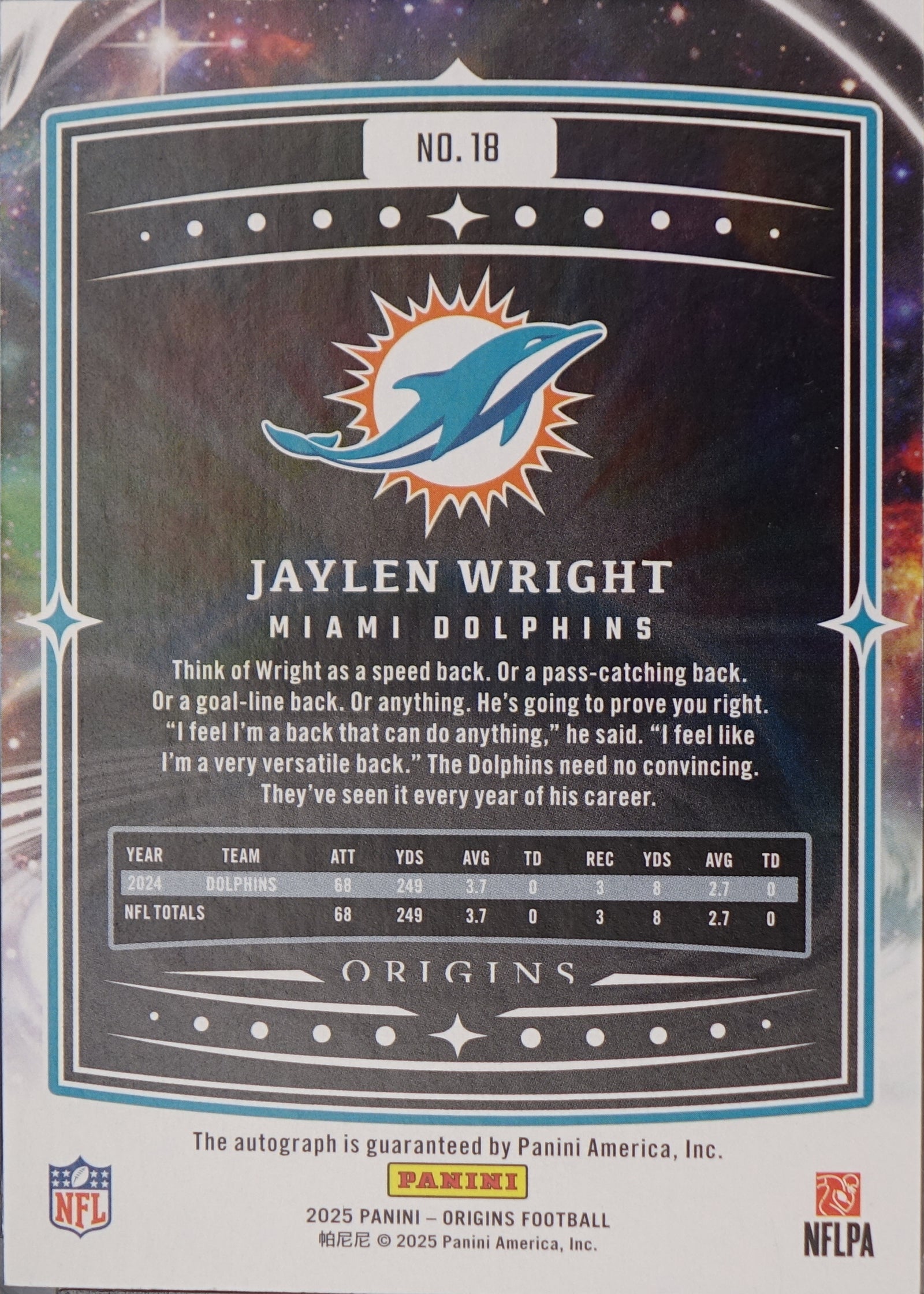 2025 Origins Jaylen Wright Auto 1/1