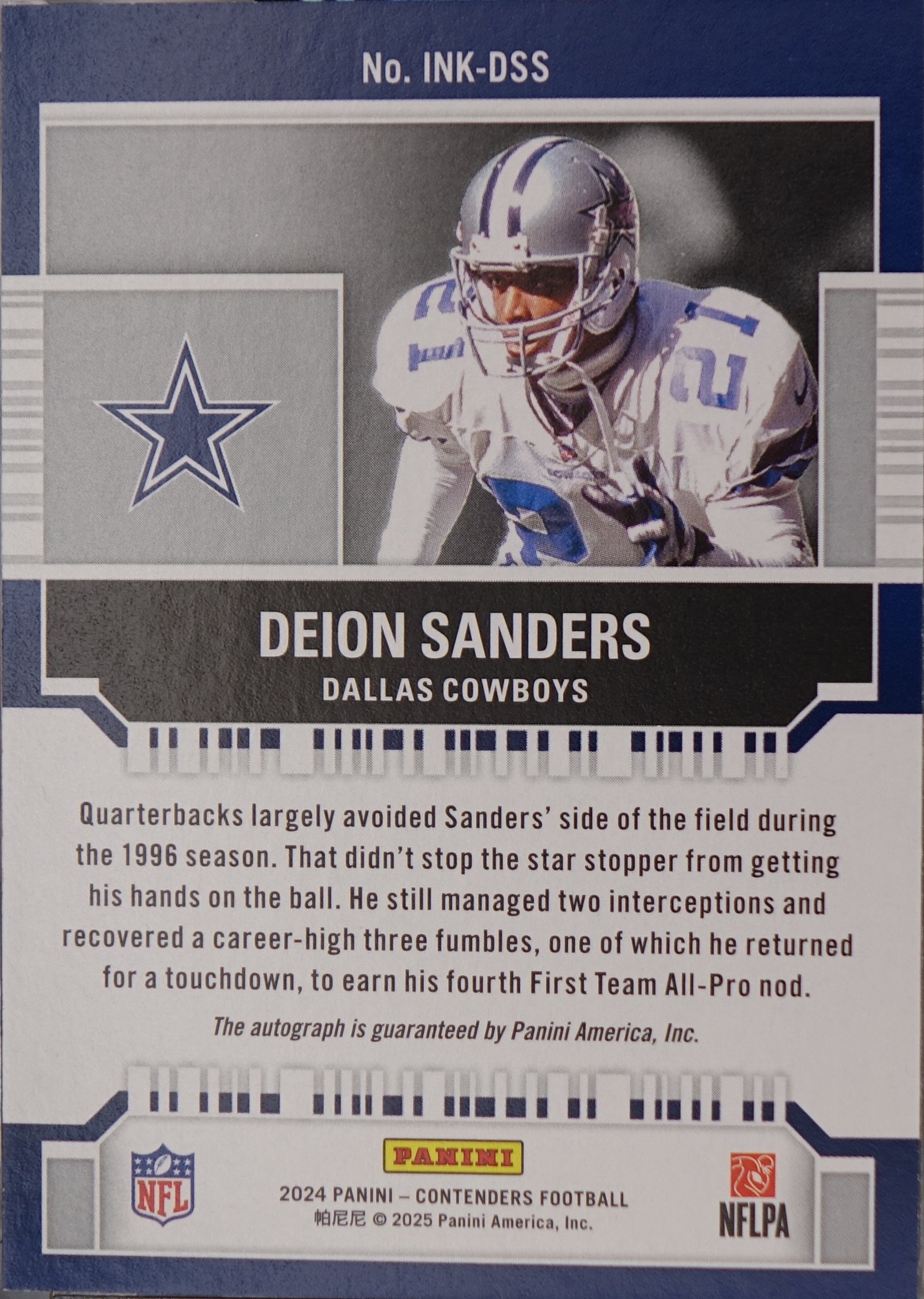 2024 Panini Contenders - Nfl Ink Deion Sanders #INK-DSS /99