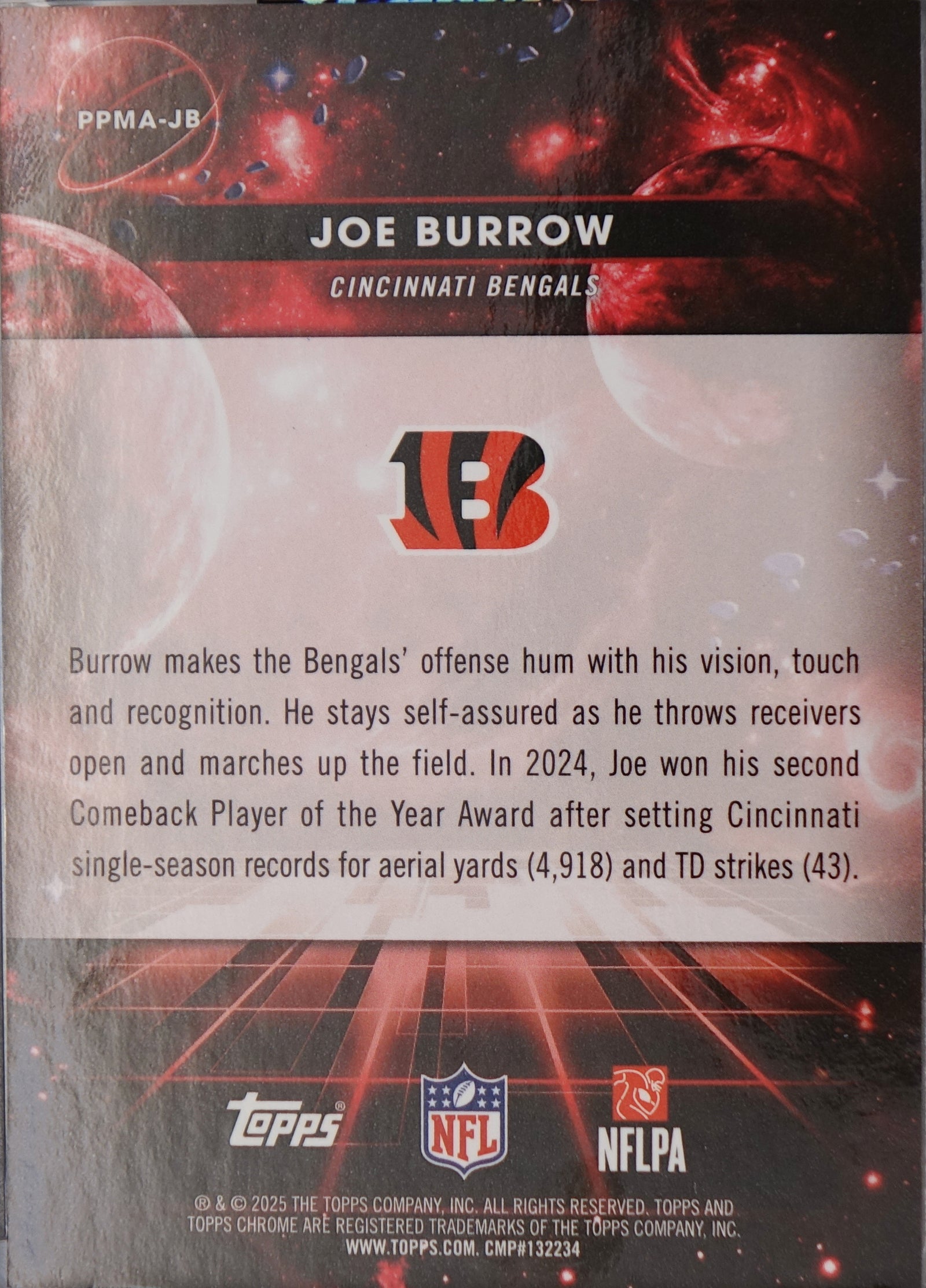 2025 Topps Cosmic Chrome Joe Burrow Planetary Pursuit Mars SSP #PPMA