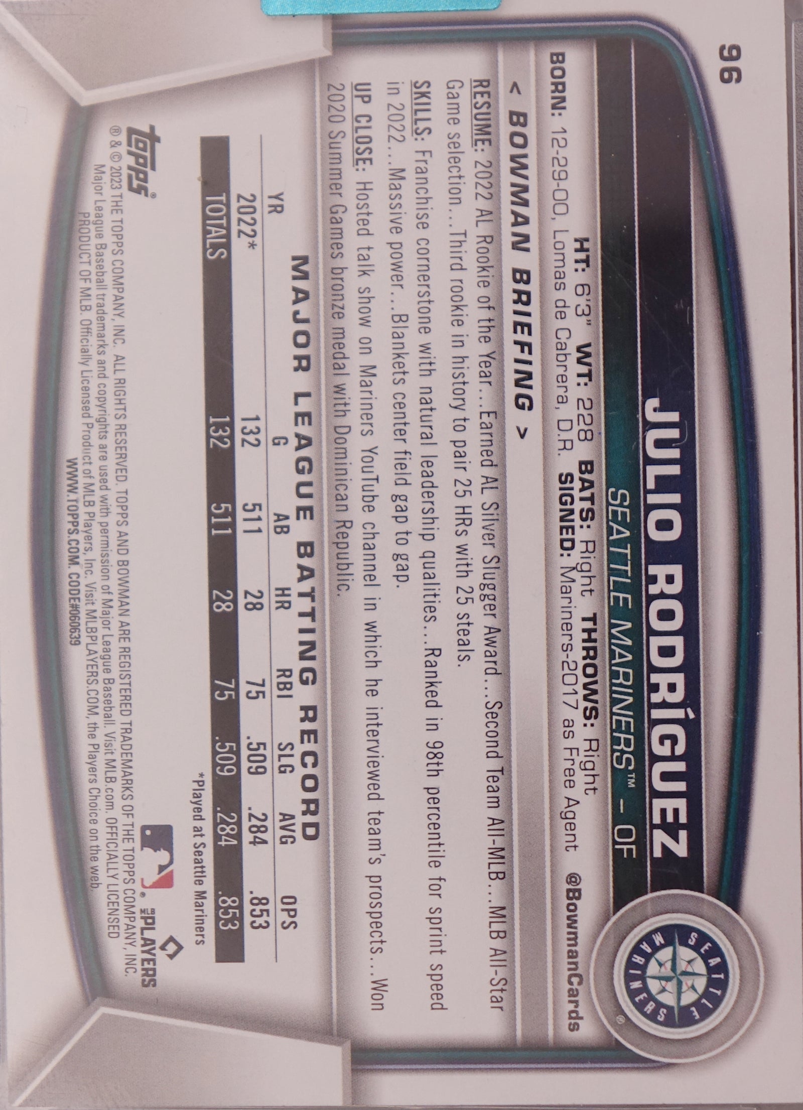 2024 Topps Julio Rodriguez #96 Archives auto /26