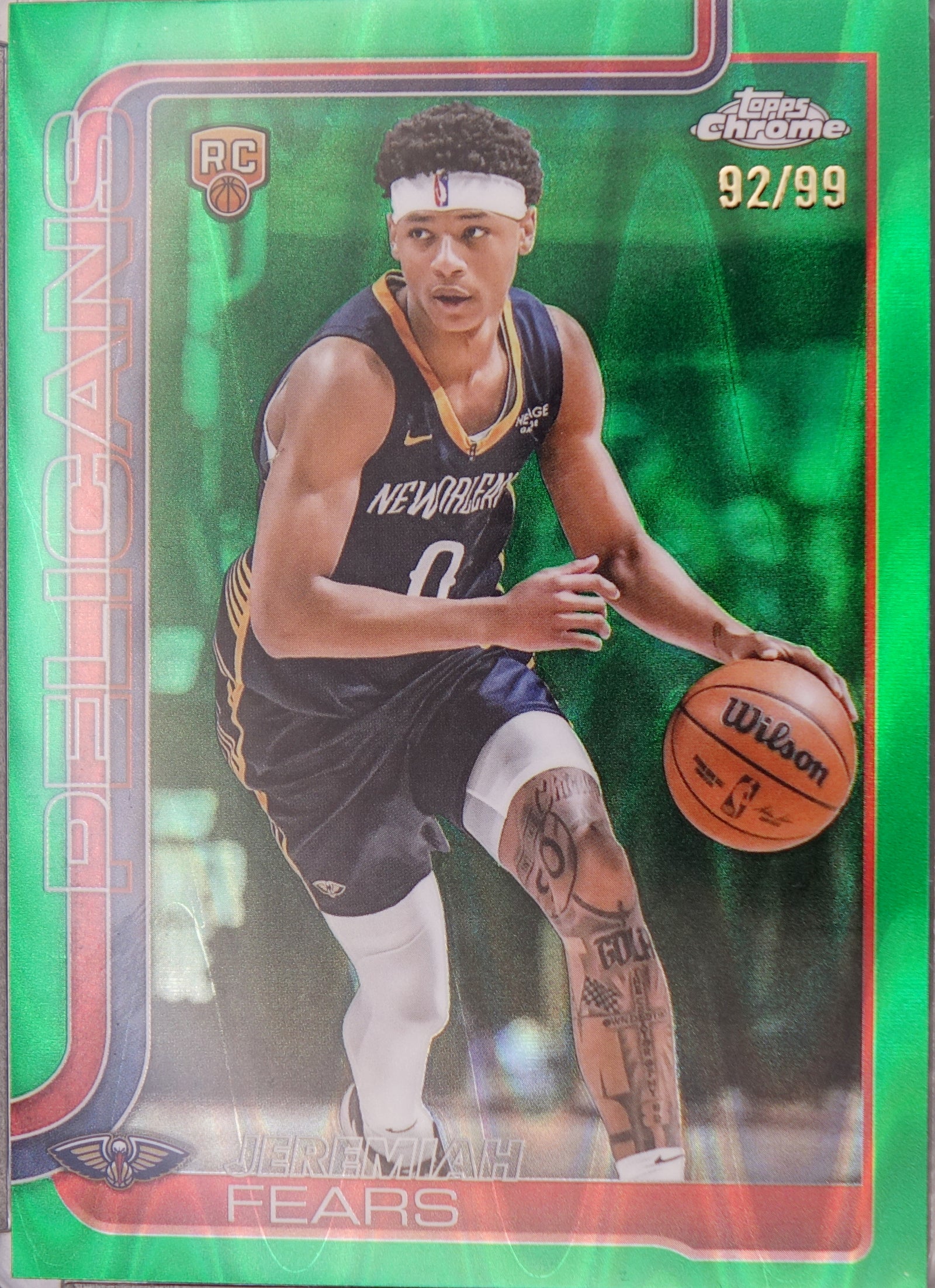 2025-26 Topps Chrome - Jeremiah Fears #257 Green RayWave Refractor /99 (RC)