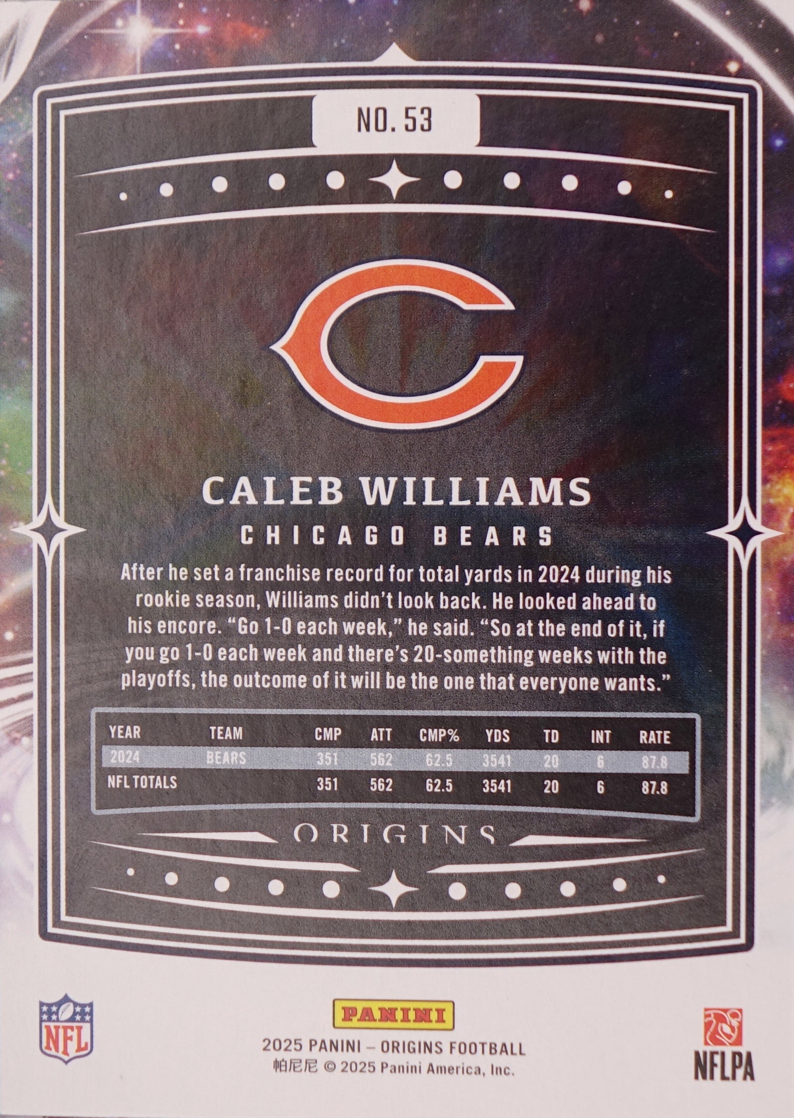 2025 panini Caleb Williams origins /5