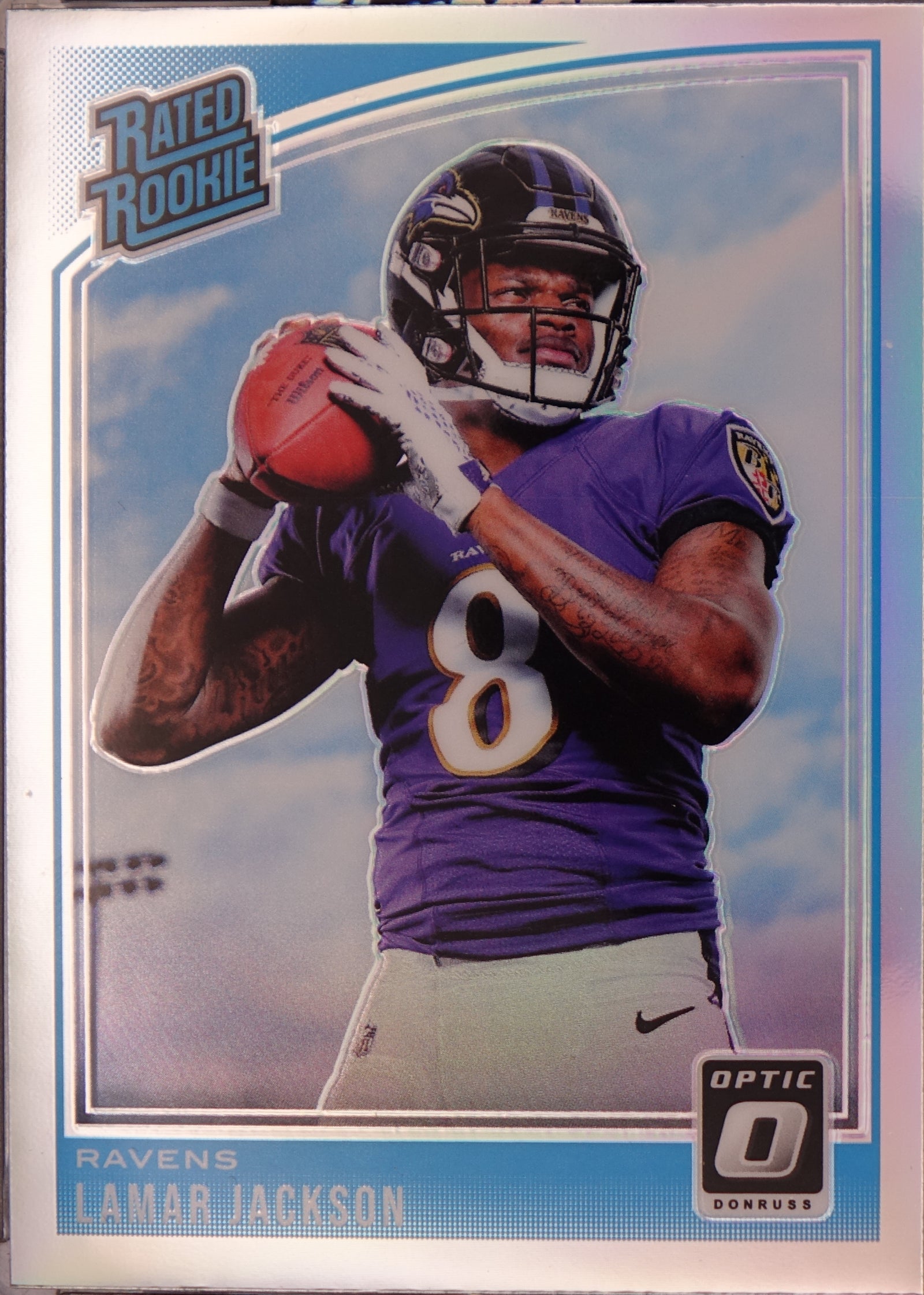 Panini 2018 Donruss Optic Lamar Jackson Ravens Rated Rookie Rainbow Holo #167